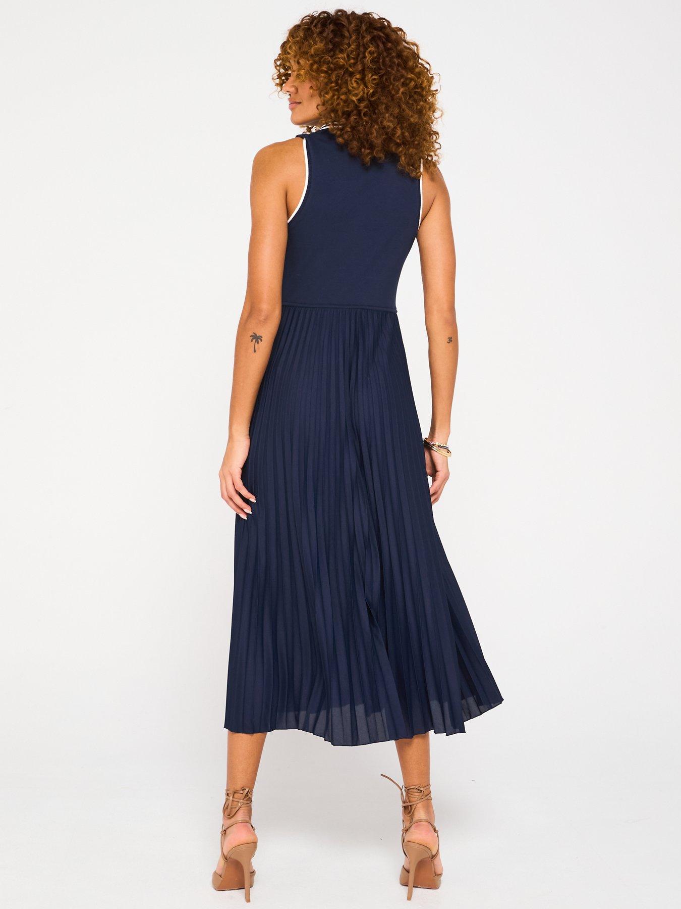 Image 2 of 6 of Tommy Hilfiger Pleated Polo Midi Dress - Navy