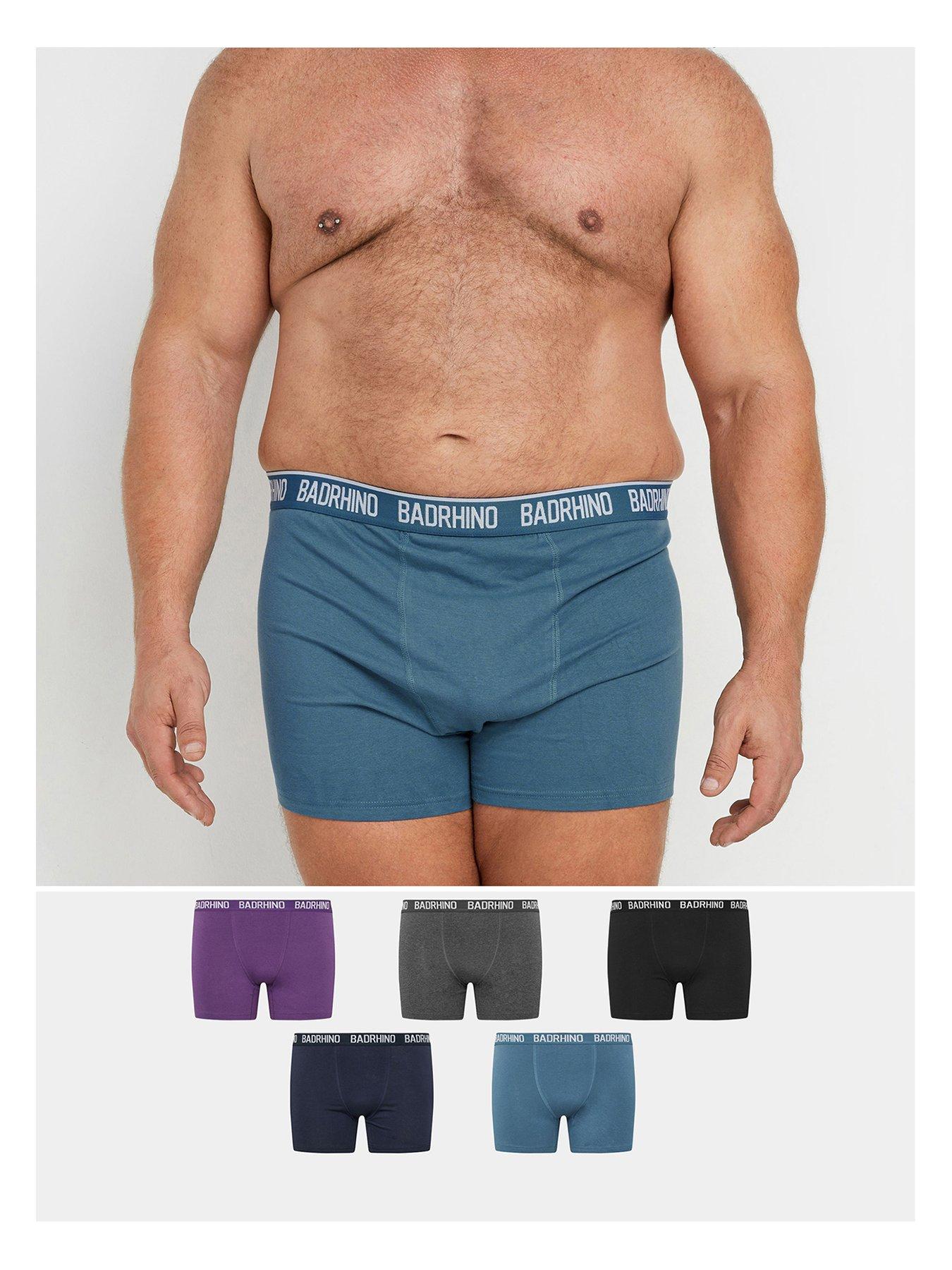 BadRhino 5 Pack Boxers, Blue, Size 5-6Xl, Men