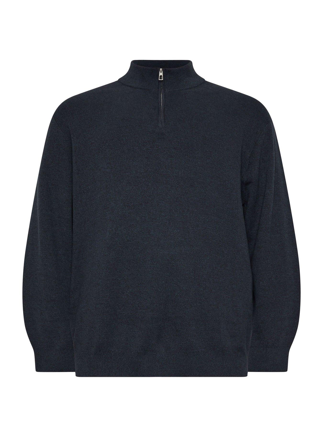 Image 3 of 3 of BadRhino Big &amp; Tall Quarter Zip Knitted Jumper - Blue