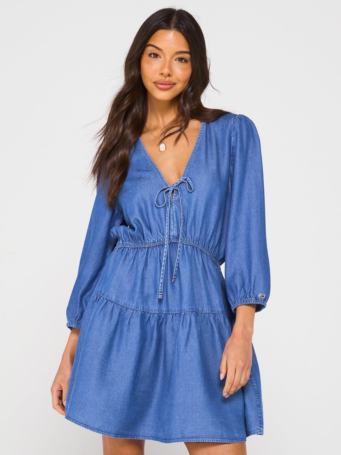 undefined Chambray Mini Dress - Blue