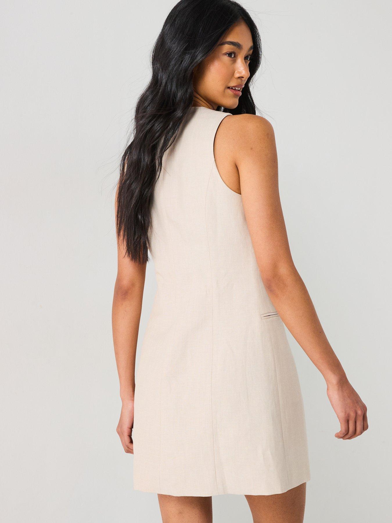Image 2 of 6 of Tommy Hilfiger Linen Sleeveless Mini Dress - Beige