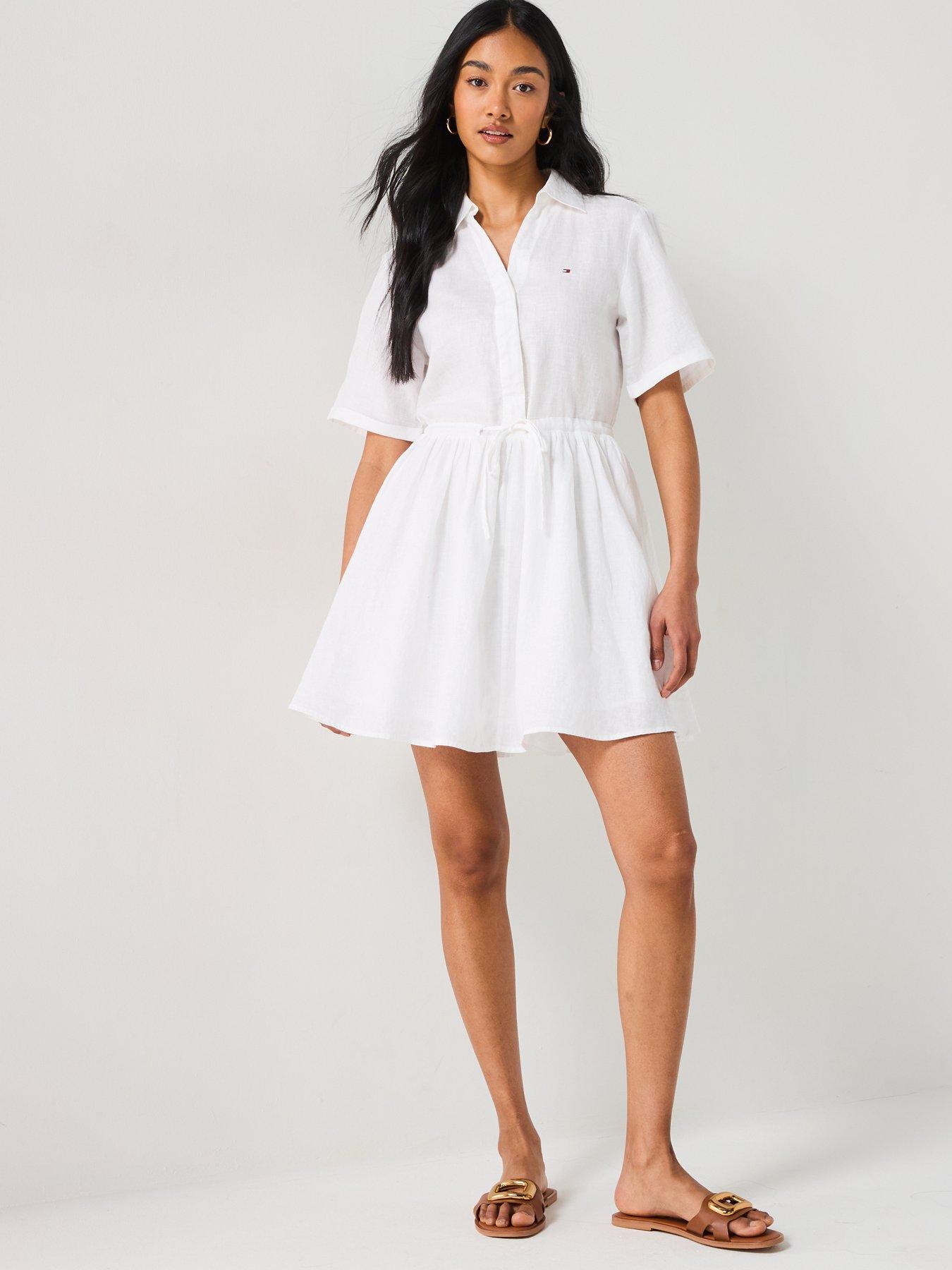 white dress a line short Short White A-Line Homecoming Dress with Glitter White / 2 main image 0