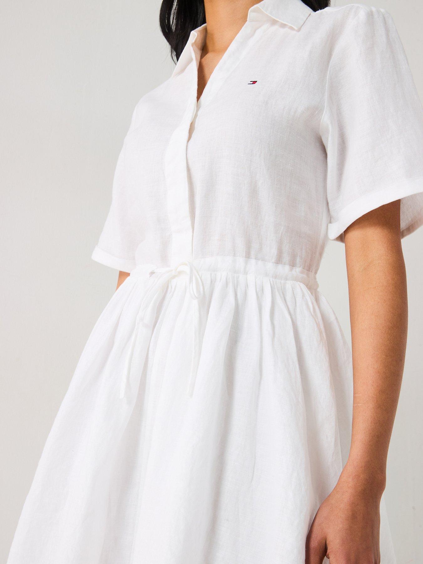 Tommy Hilfiger Collared Linen Mini Dress - White | Very