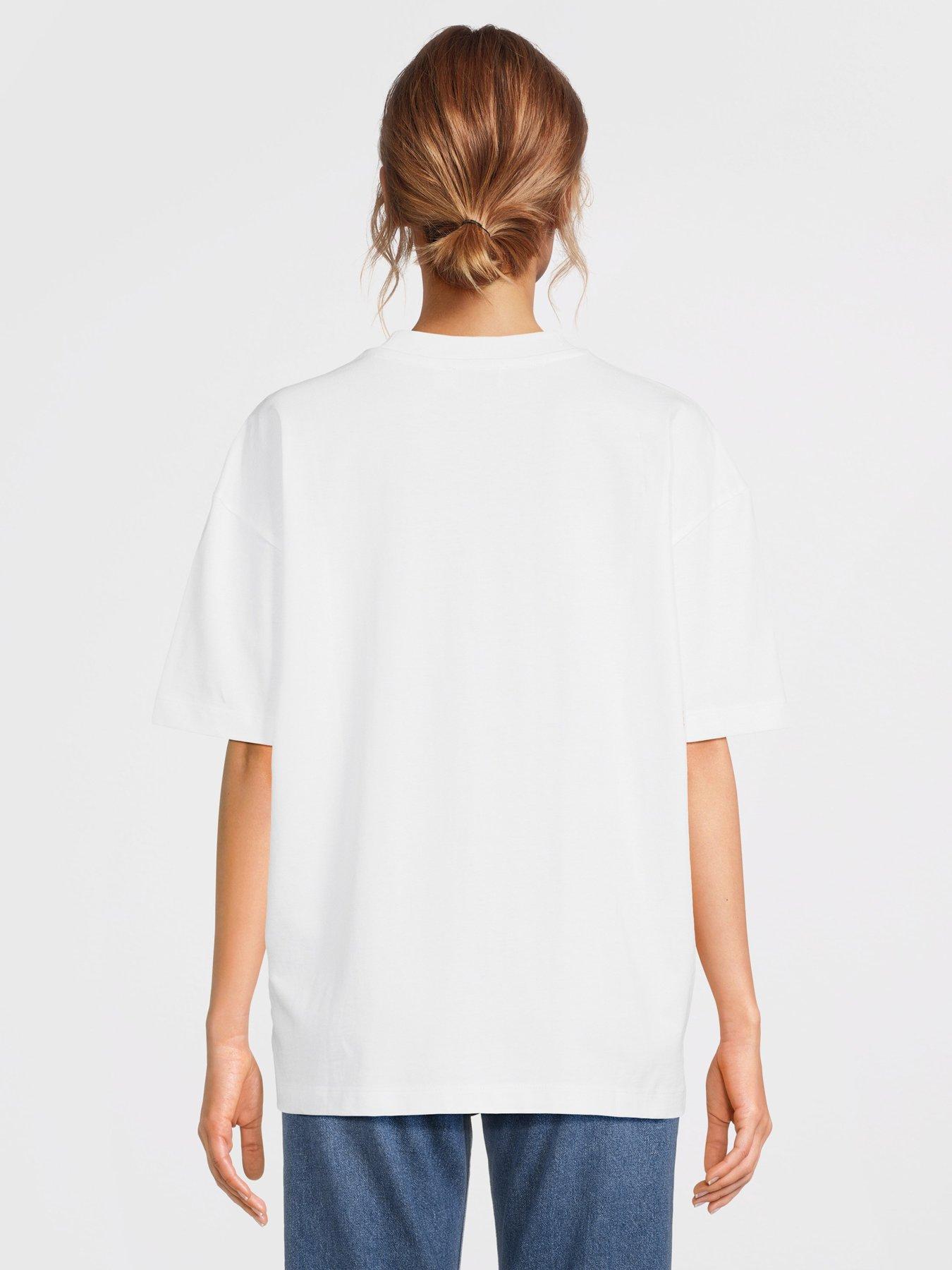 Image 2 of 5 of Calvin Klein Jeans Institutional Logo Oversized T-Shirt - White