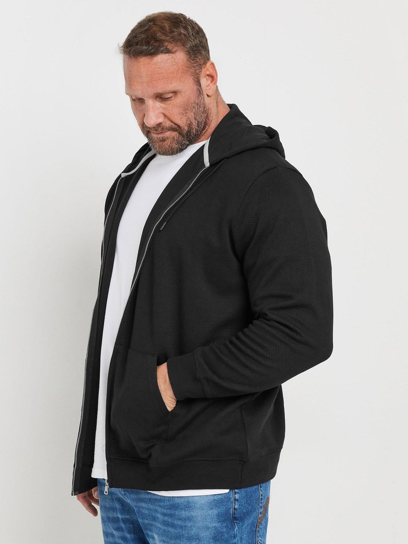 undefined Big  &  Tall Diamond Quilted Zip Thru Sweatshirt - Black