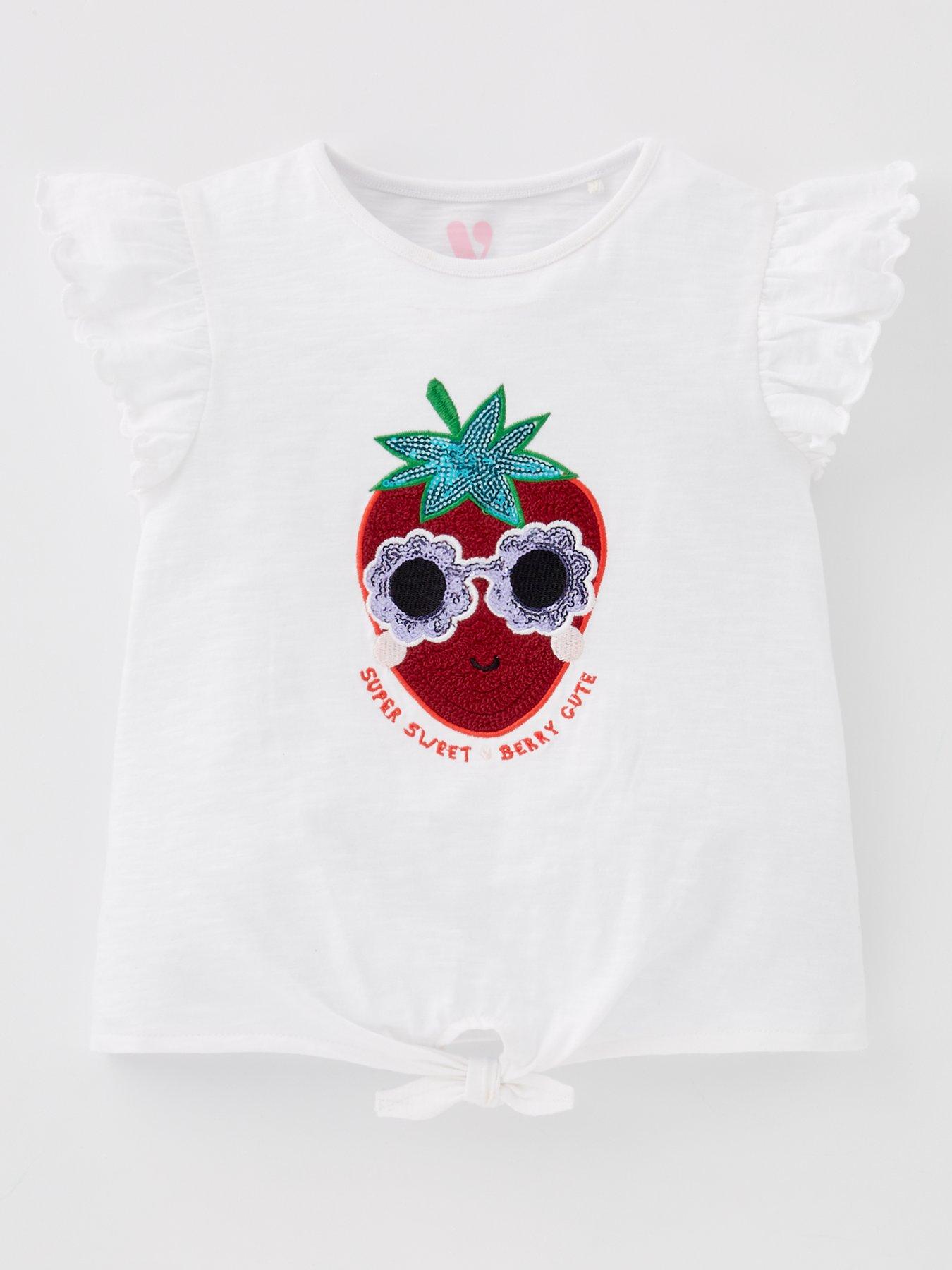 undefined Girls Crochet Strawberry T-Shirt - Multi