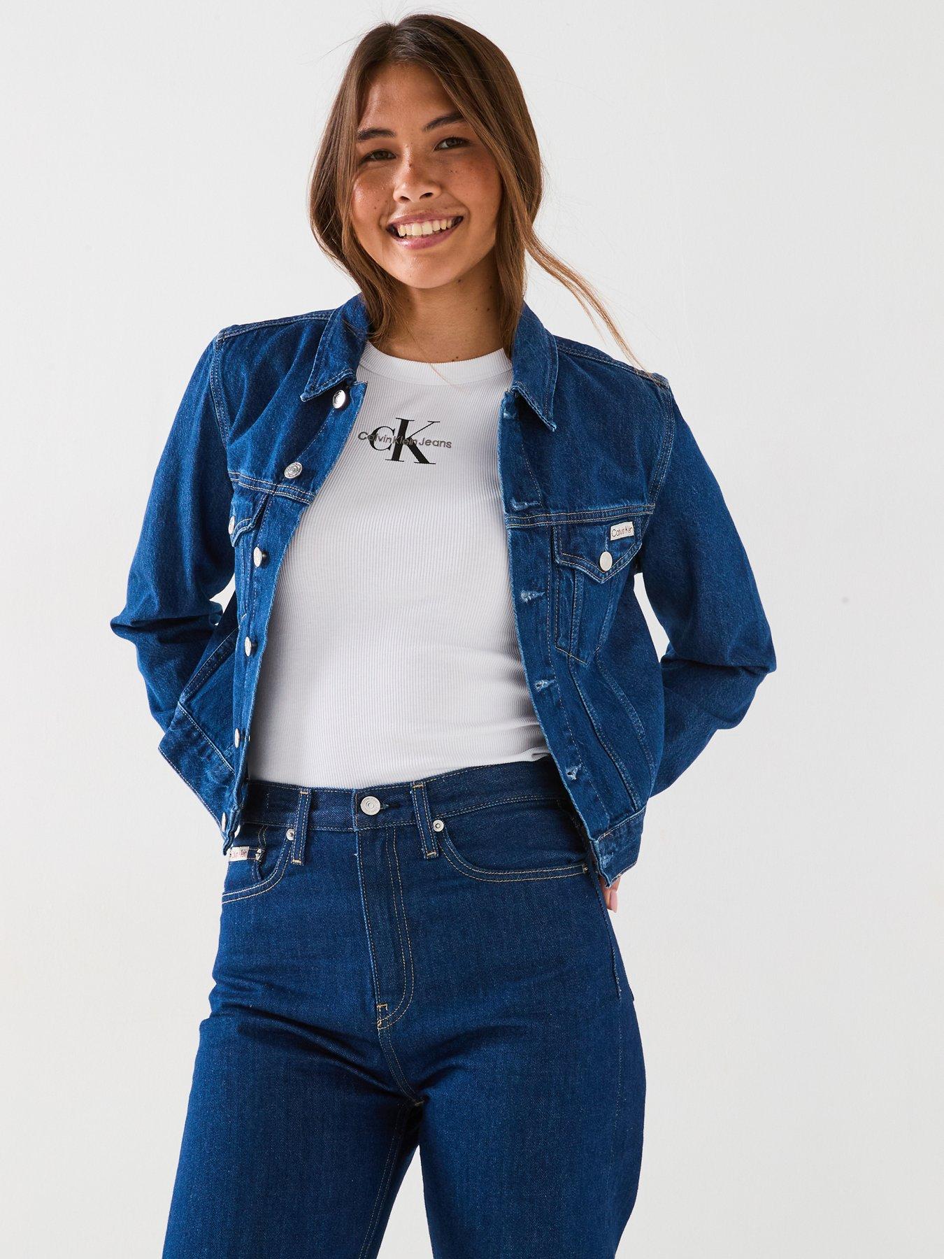 undefined Cropped Denim Jacket - Blue