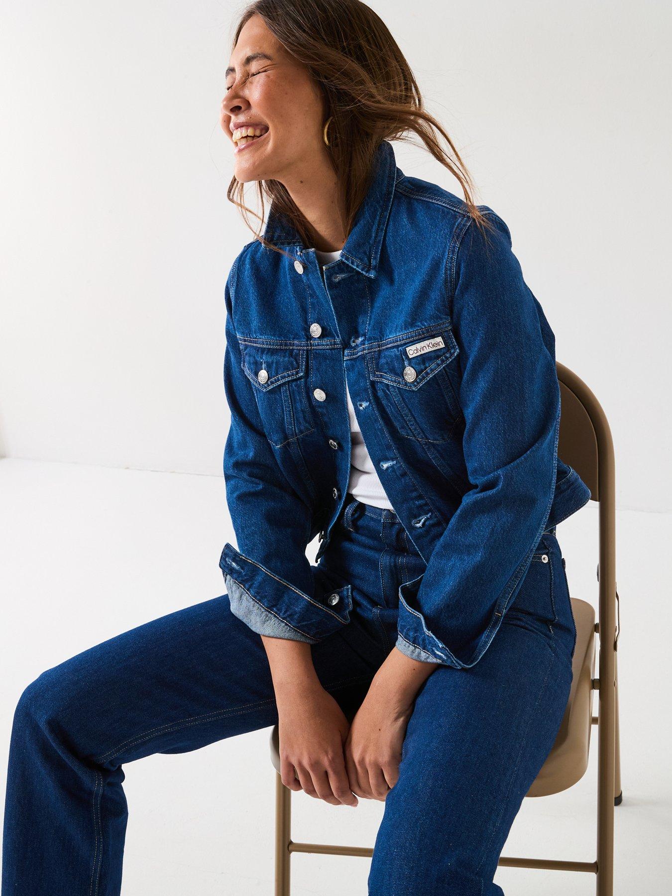 Image 6 of 6 of Calvin Klein Jeans Cropped Denim Jacket - Blue