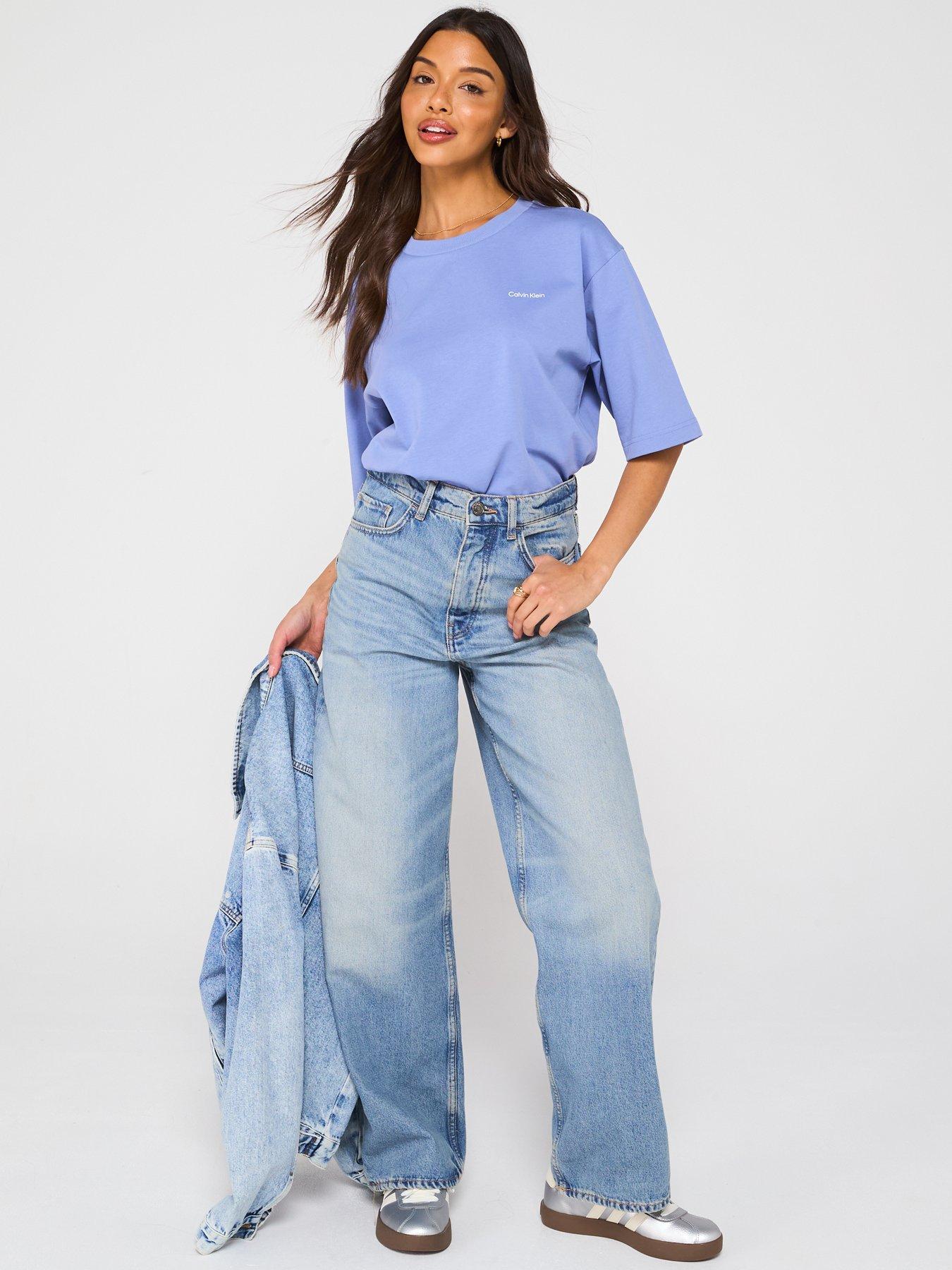 Image 3 of 6 of Calvin Klein Jeans Logo Back Oversized T-Shirt - Blue