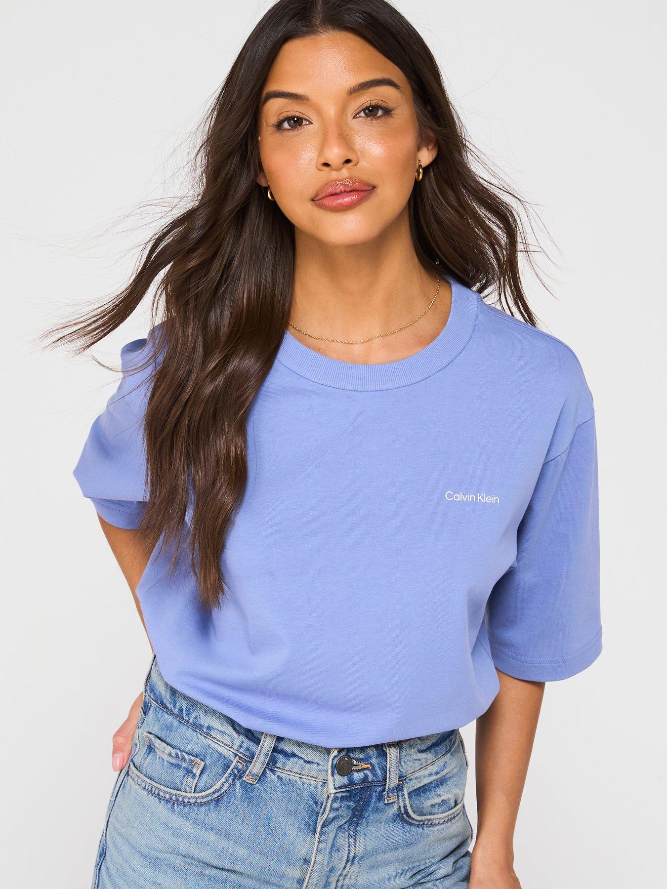 Image 4 of 6 of Calvin Klein Jeans Logo Back Oversized T-Shirt - Blue