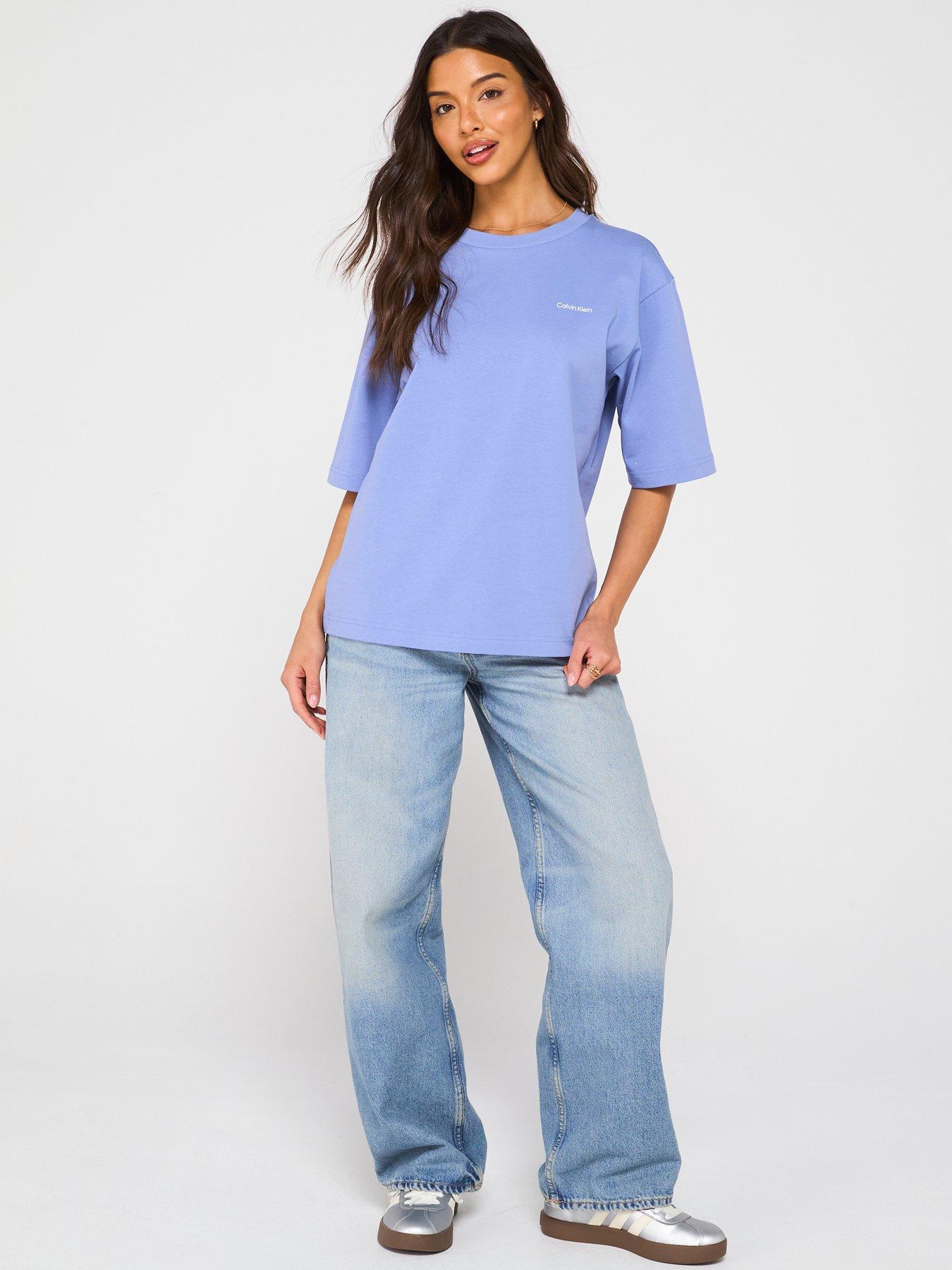 Image 6 of 6 of Calvin Klein Jeans Logo Back Oversized T-Shirt - Blue
