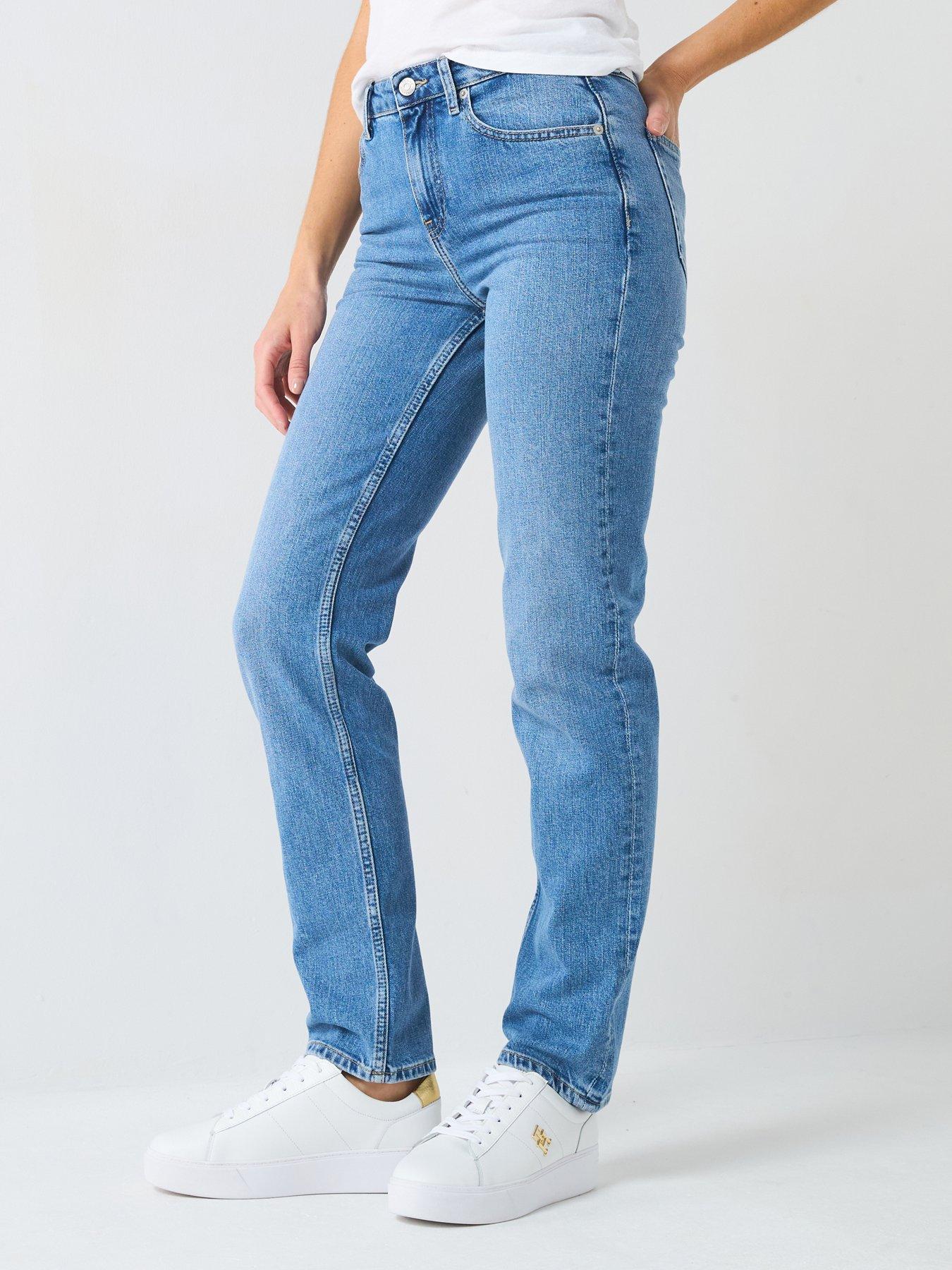 undefined Mid Rise Straight Leg Jean - Blue