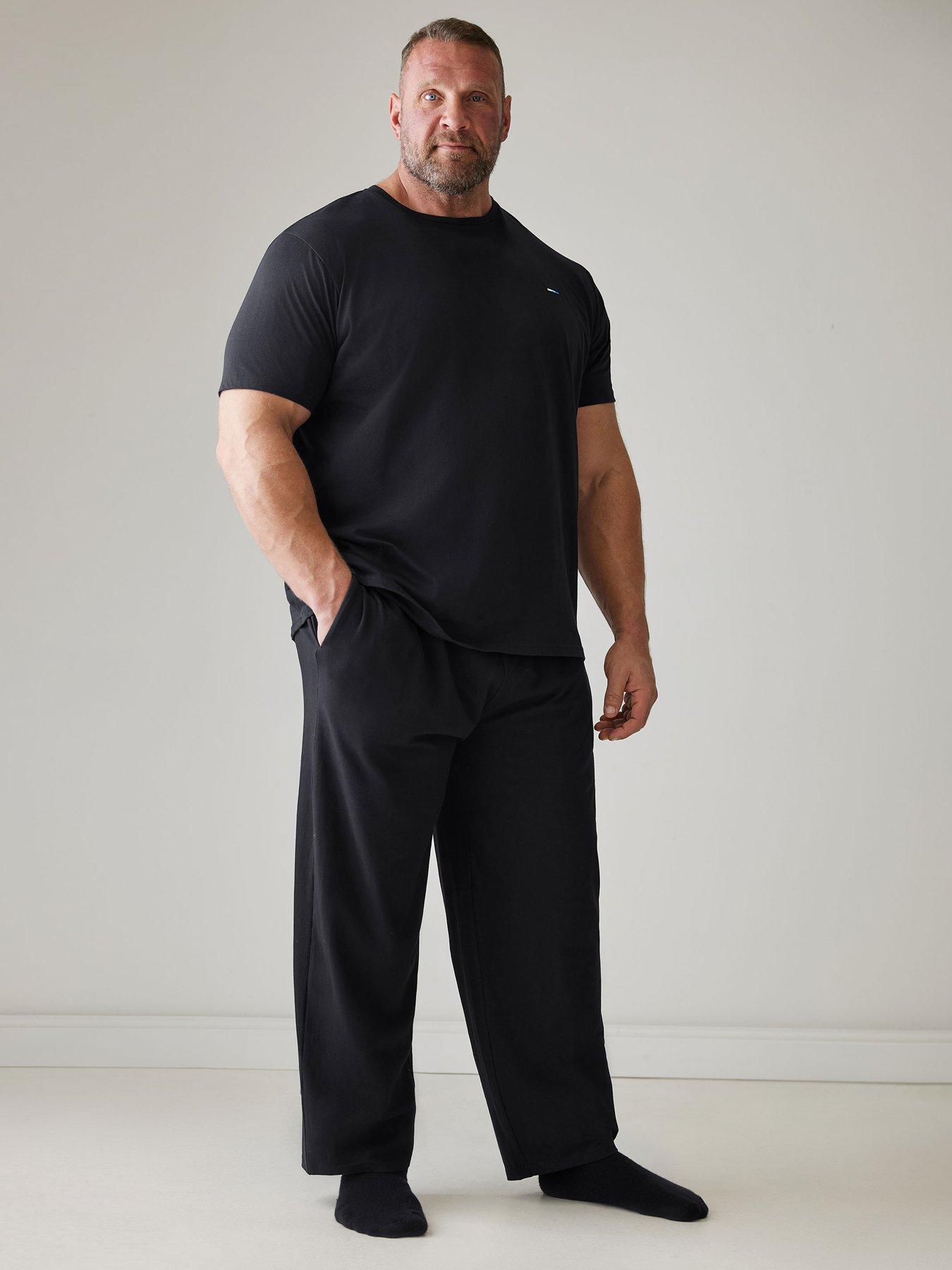 Image 1 of 3 of BadRhino Big &amp; Tall Lounge Trouser &amp; T-Shirt Set - Black