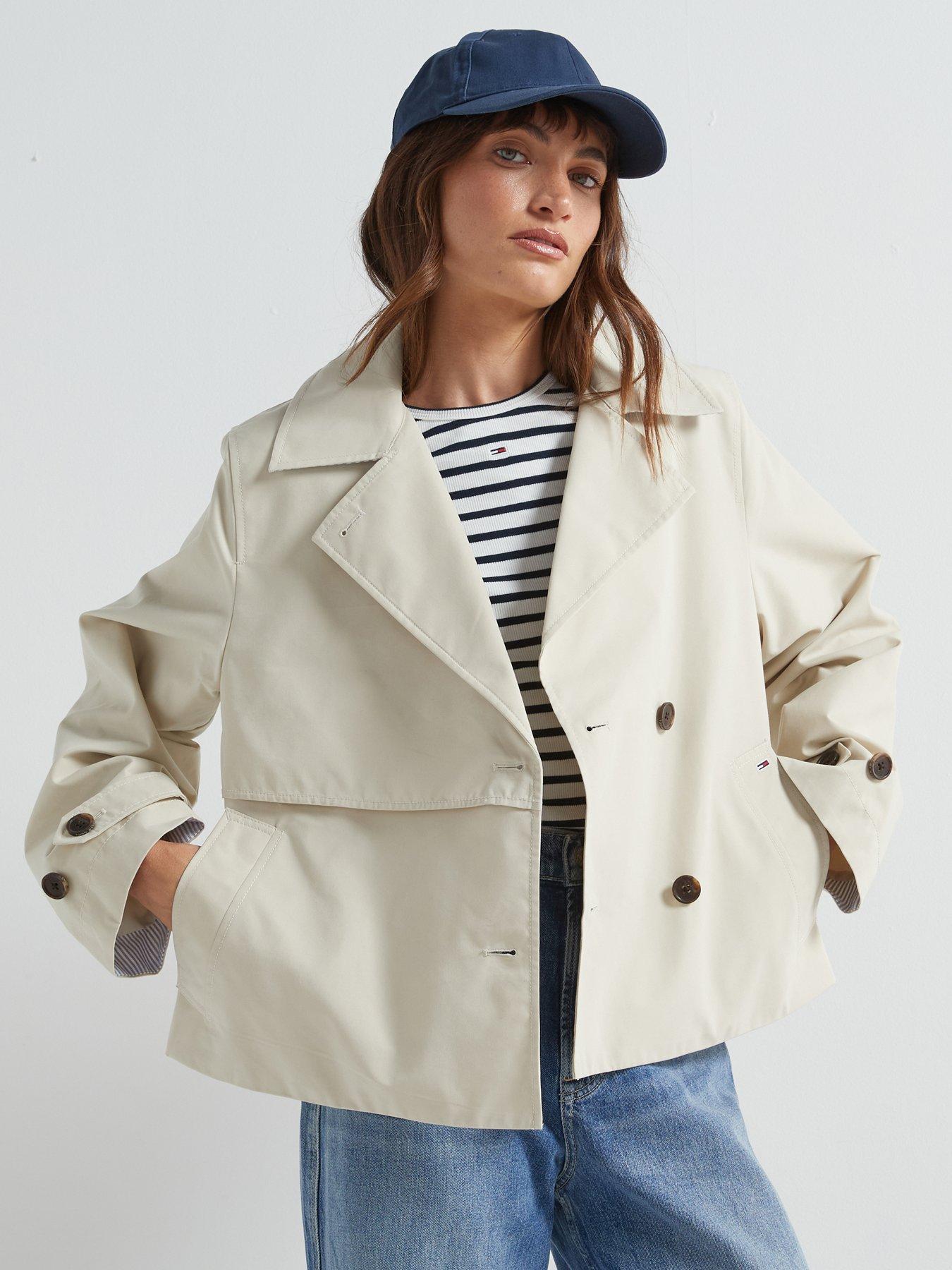undefined Cropped Trench Coat - Beige