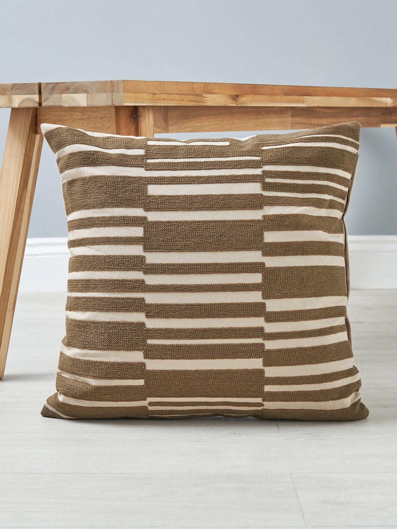 Product photograph of Very Home Geo Woven Cushion - Brown from very.co.uk