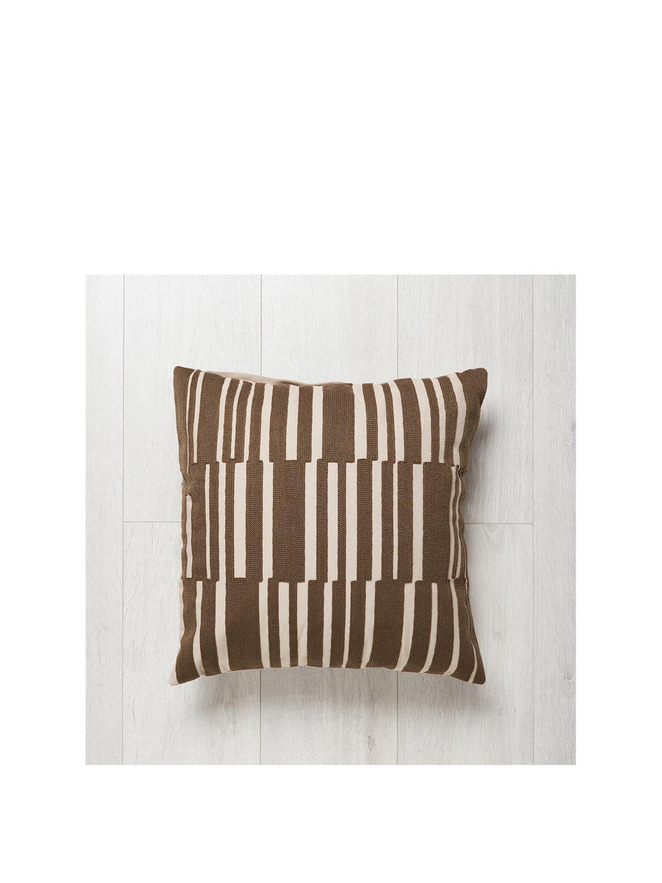 Image 2 of 6 of The Very Collection Geo Woven Cushion - Brown