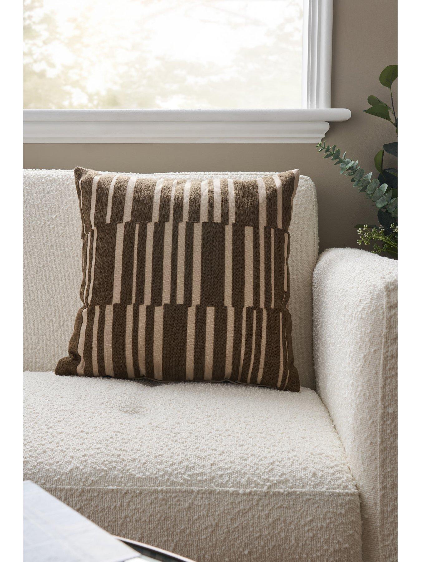 Image 5 of 6 of The Very Collection Geo Woven Cushion - Brown