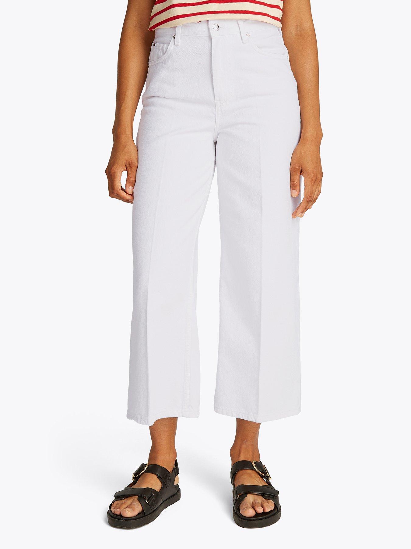 undefined High Rise Wide Leg Jean - White