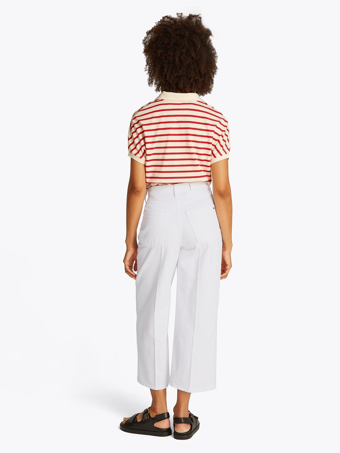 Image 2 of 6 of Tommy Hilfiger High Rise Wide Leg Jeans - White