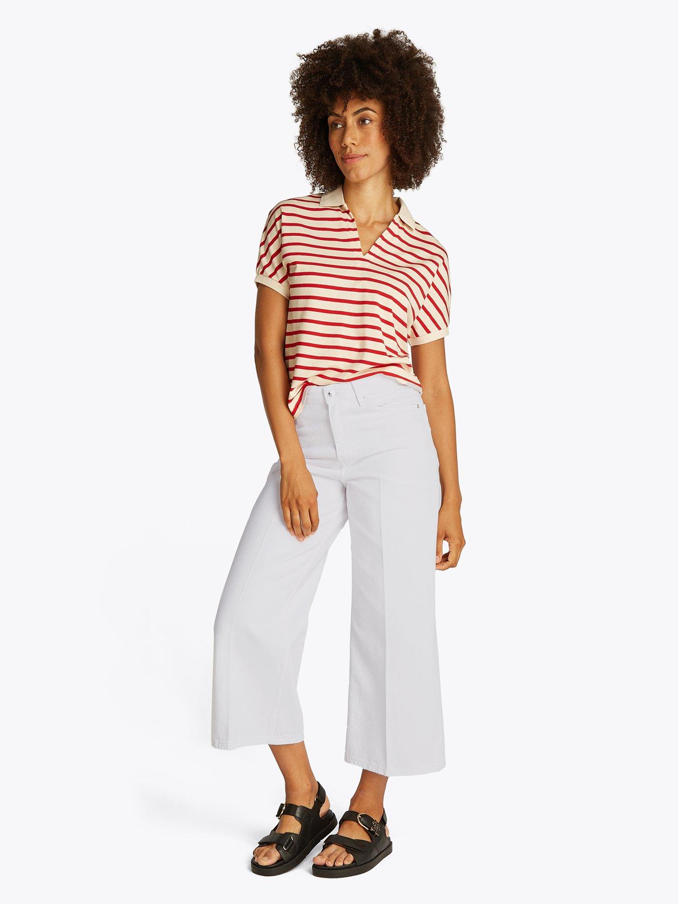 Image 3 of 6 of Tommy Hilfiger High Rise Wide Leg Jeans - White
