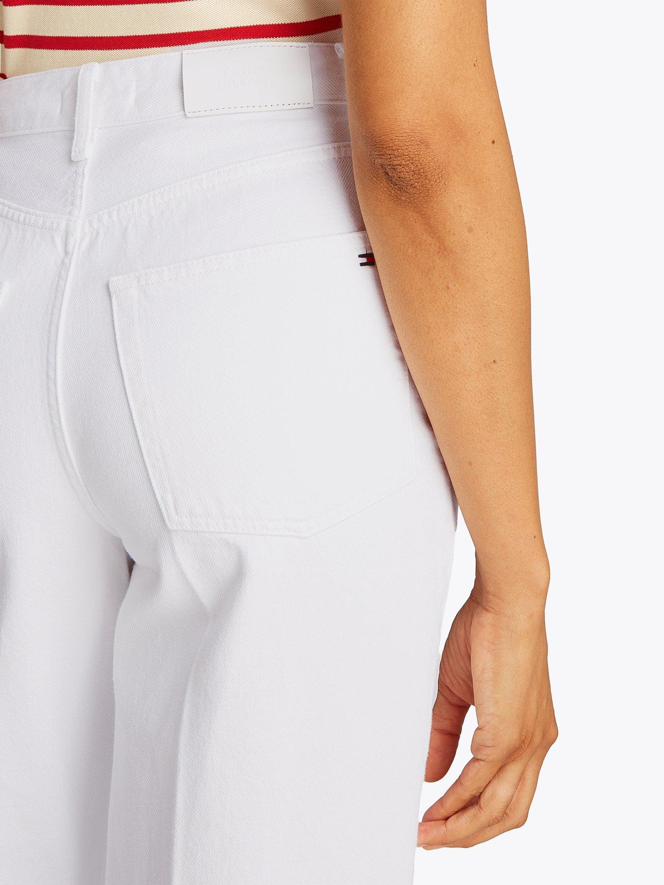 Image 4 of 6 of Tommy Hilfiger High Rise Wide Leg Jeans - White