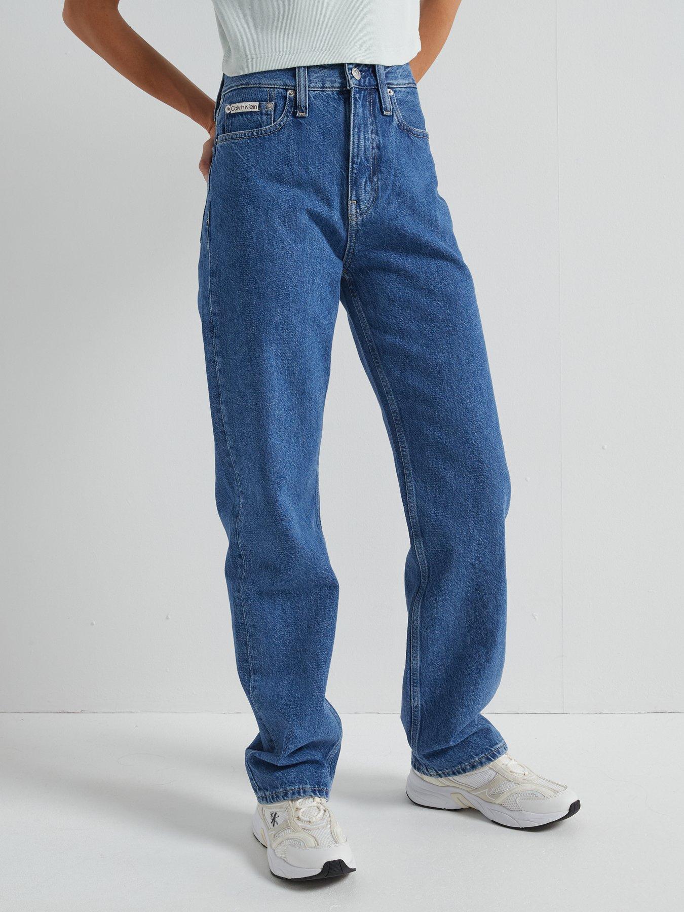 undefined High Rise Straight Leg Jeans - Blue