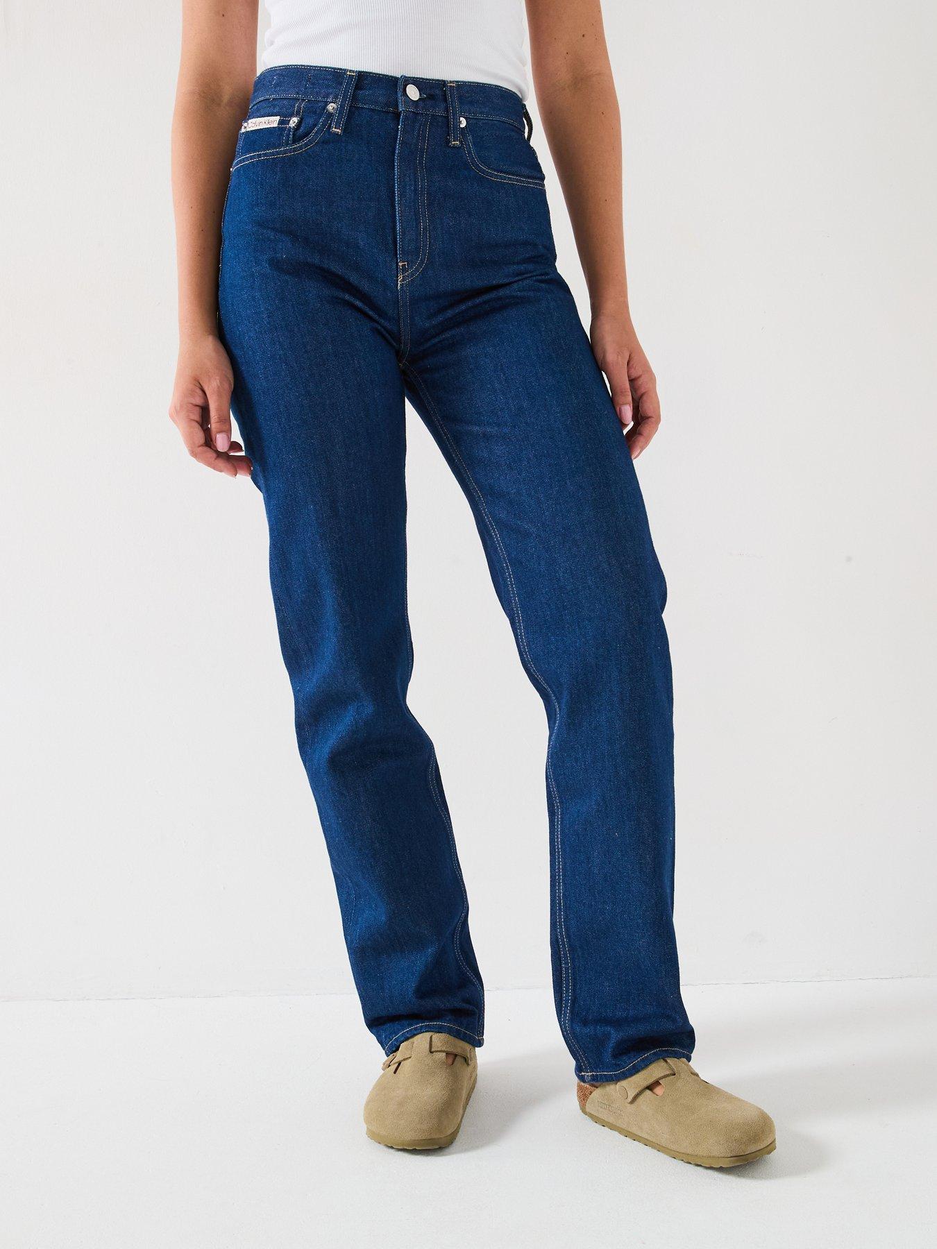 undefined High Rise Straight Leg Jeans - Blue