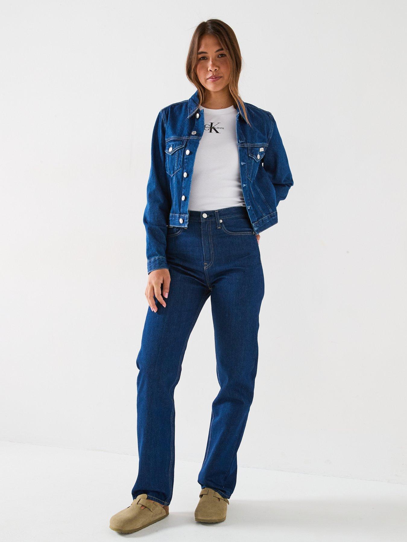Image 3 of 6 of Calvin Klein Jeans High Rise Straight Leg Jeans - Blue