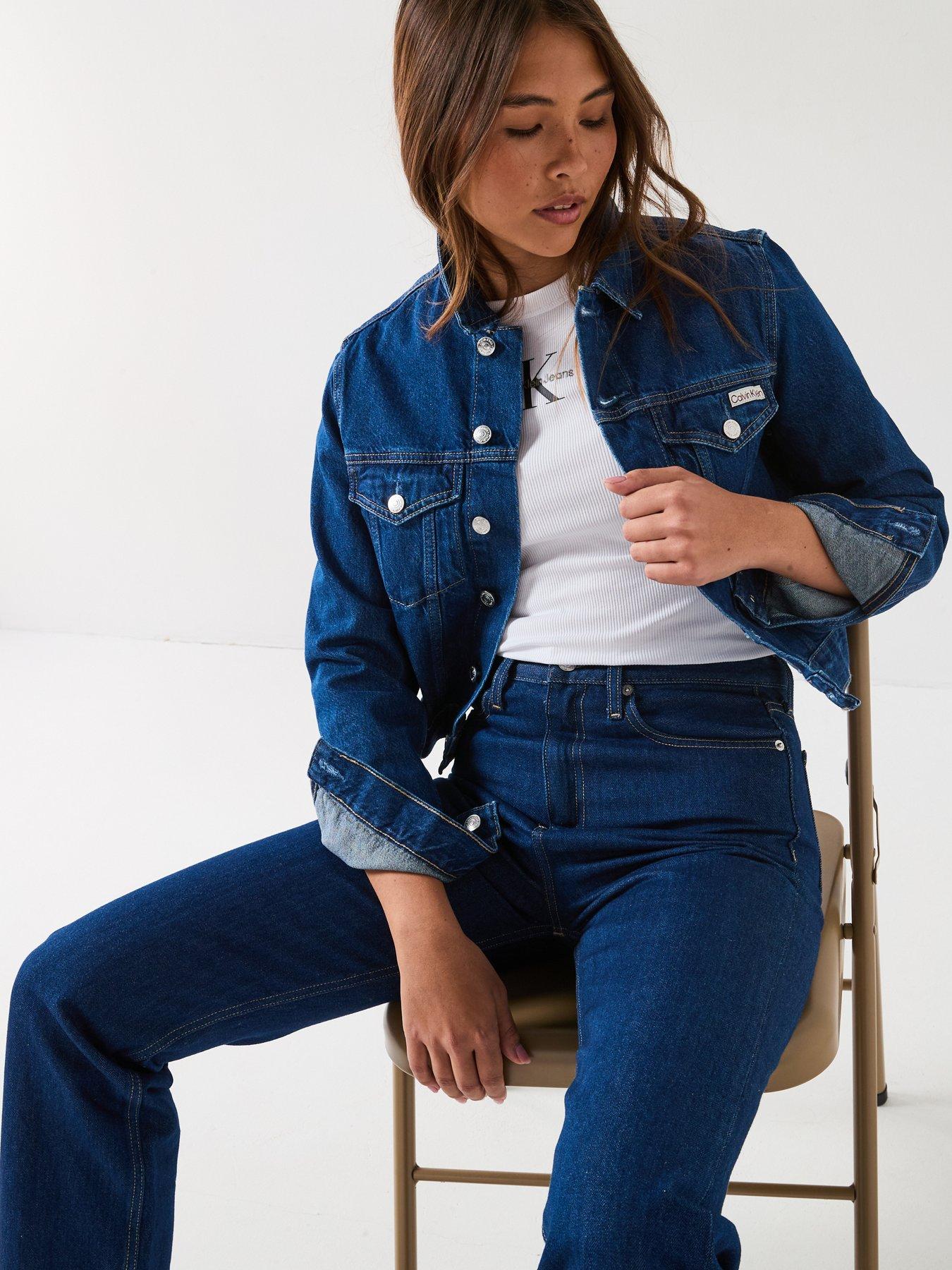 Image 5 of 6 of Calvin Klein Jeans High Rise Straight Leg Jeans - Blue