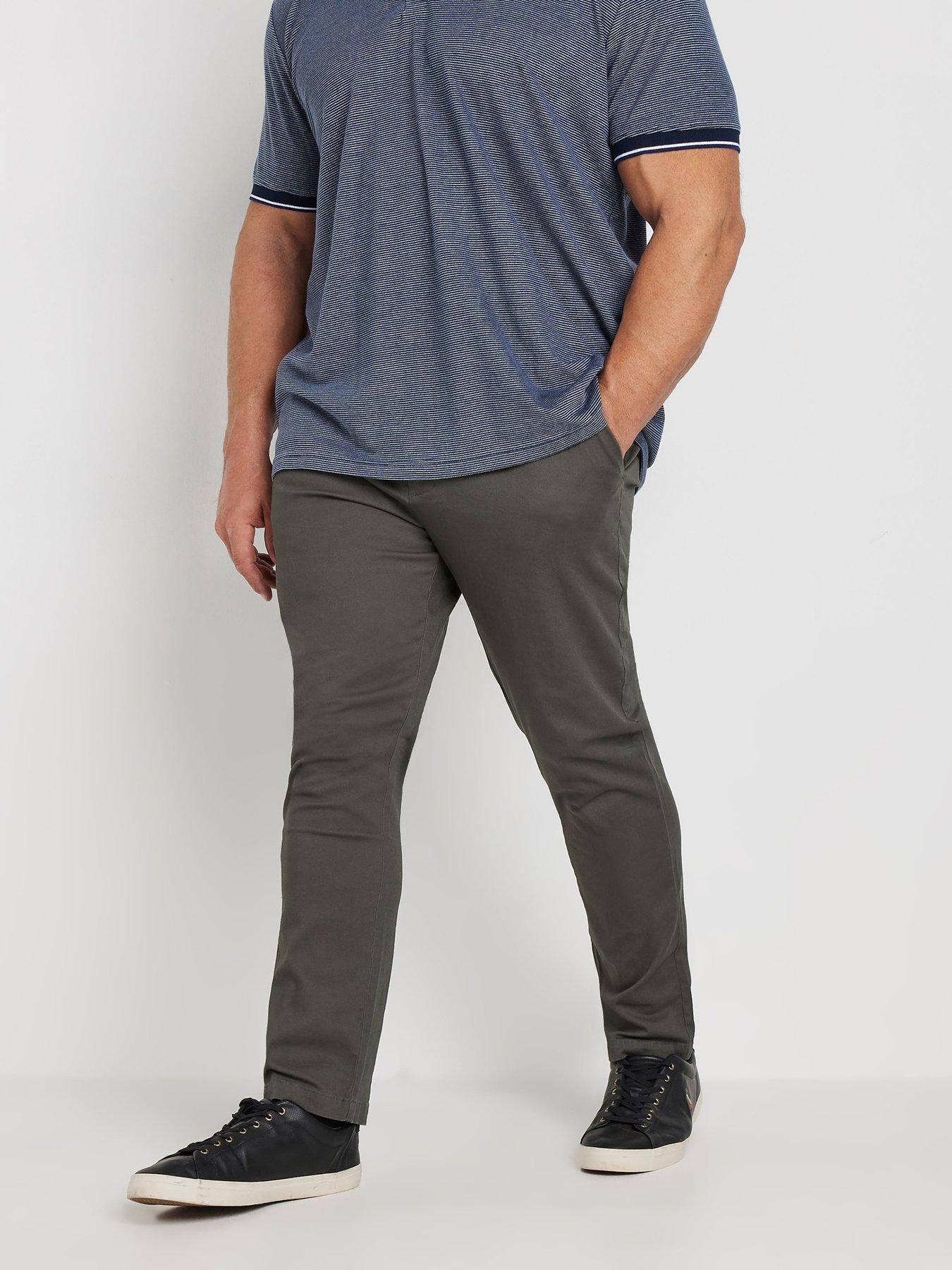 BadRhino Chino Trousers 32", Grey, Size 42, Men