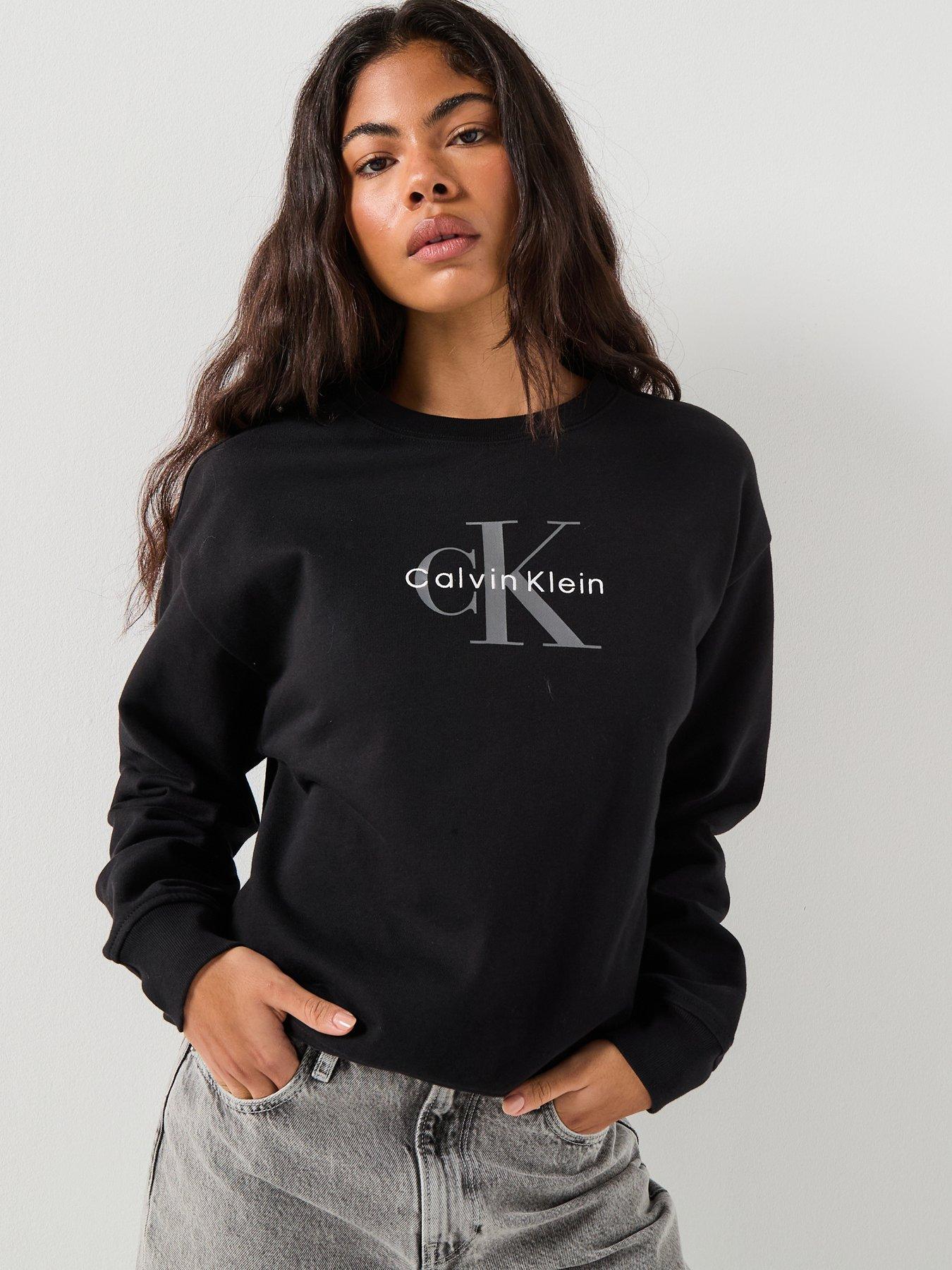 Image 1 of 5 of Calvin Klein Jeans Monologo French Terry Sweatshirt - Black