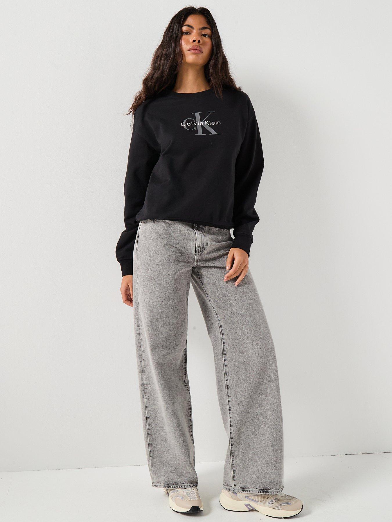Image 3 of 5 of Calvin Klein Jeans Monologo French Terry Sweatshirt - Black