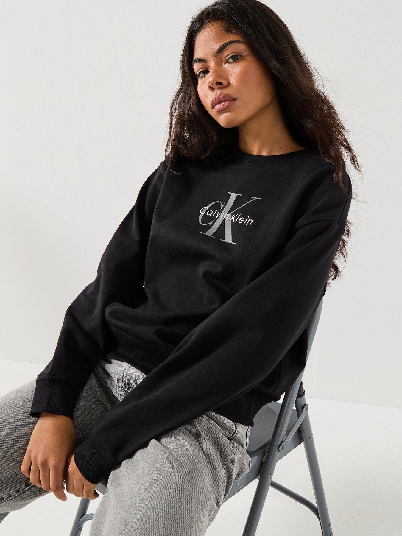 Image 4 of 5 of Calvin Klein Jeans Monologo French Terry Sweatshirt - Black