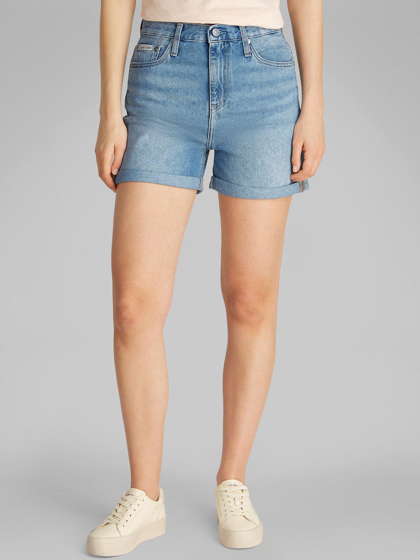 undefined Mid Rise Mom Short - Blue