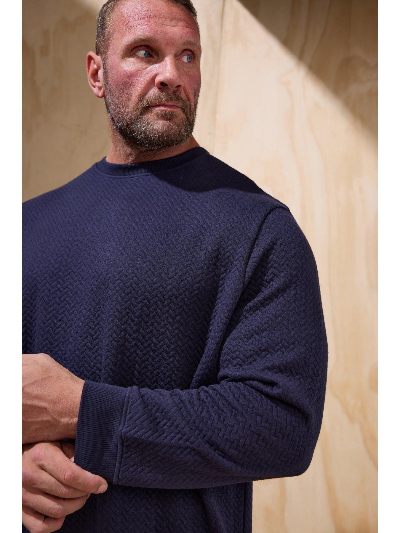 BadRhino Big  &  Tall Chevron Crew Neck Sweatshirt - Blue
