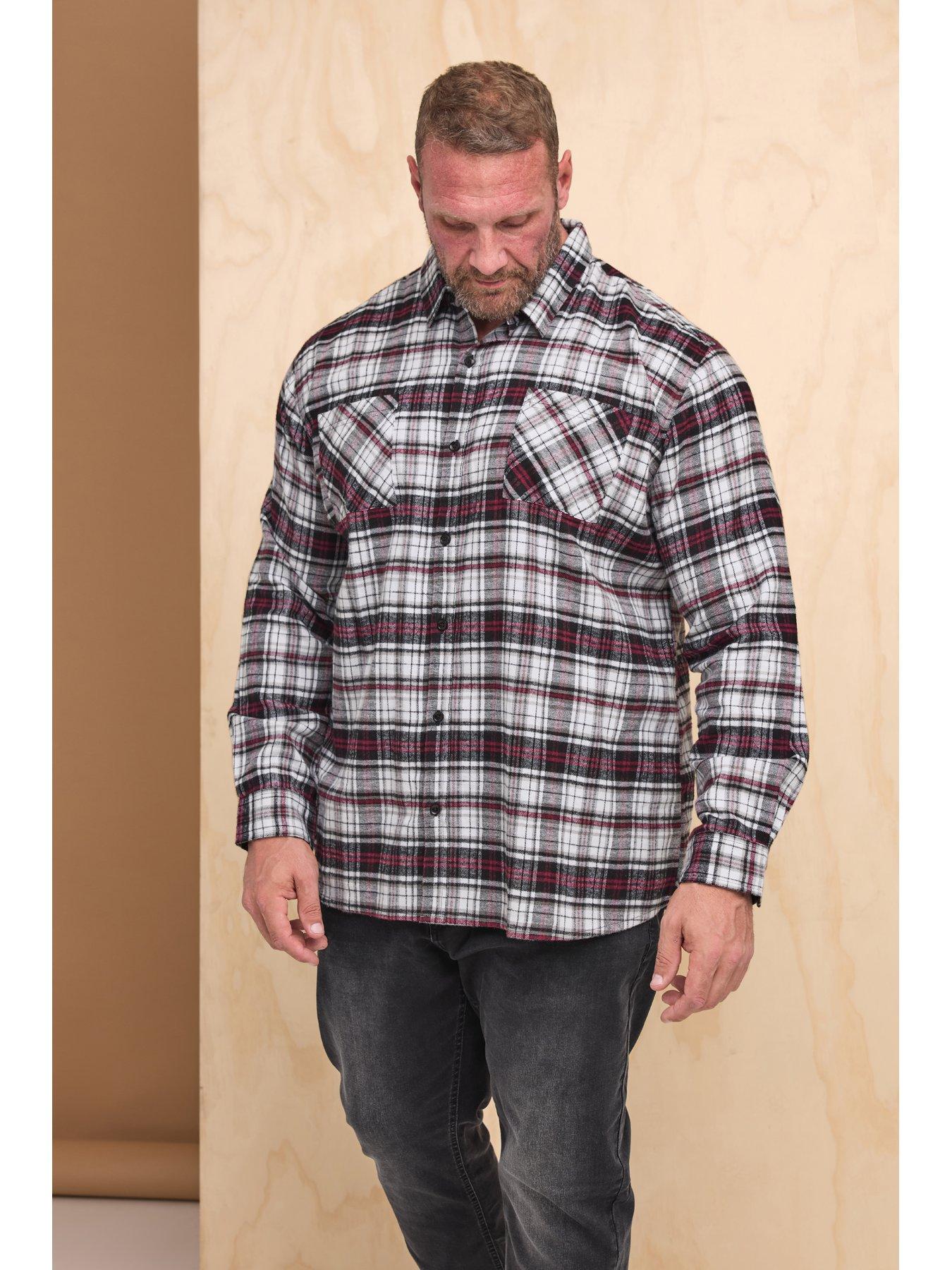 undefined Big  &  Tall Brushed Checked Long Sleeve Shirt - Black