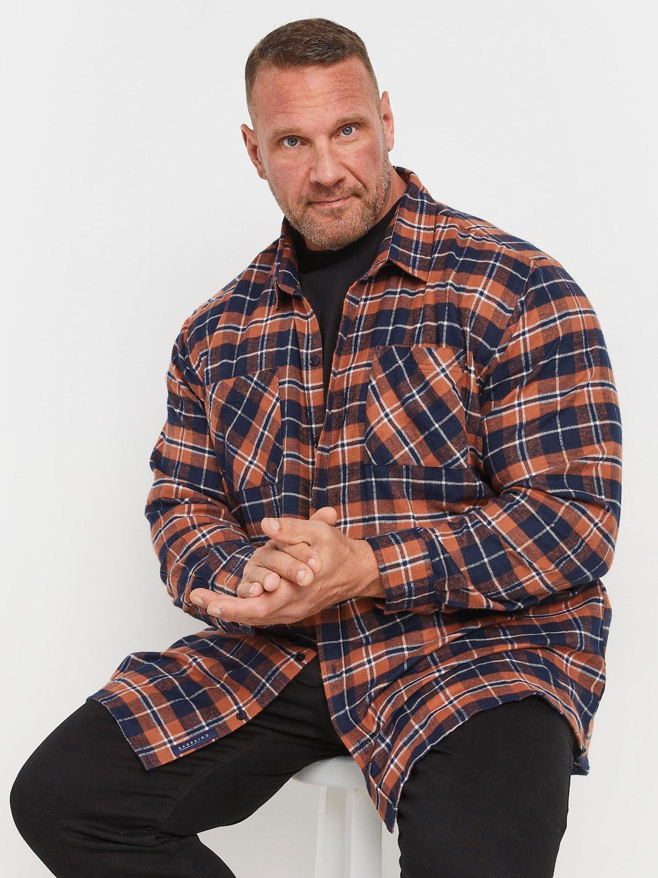 undefined Brushed Checked Long Sleeve Shirt - Orange