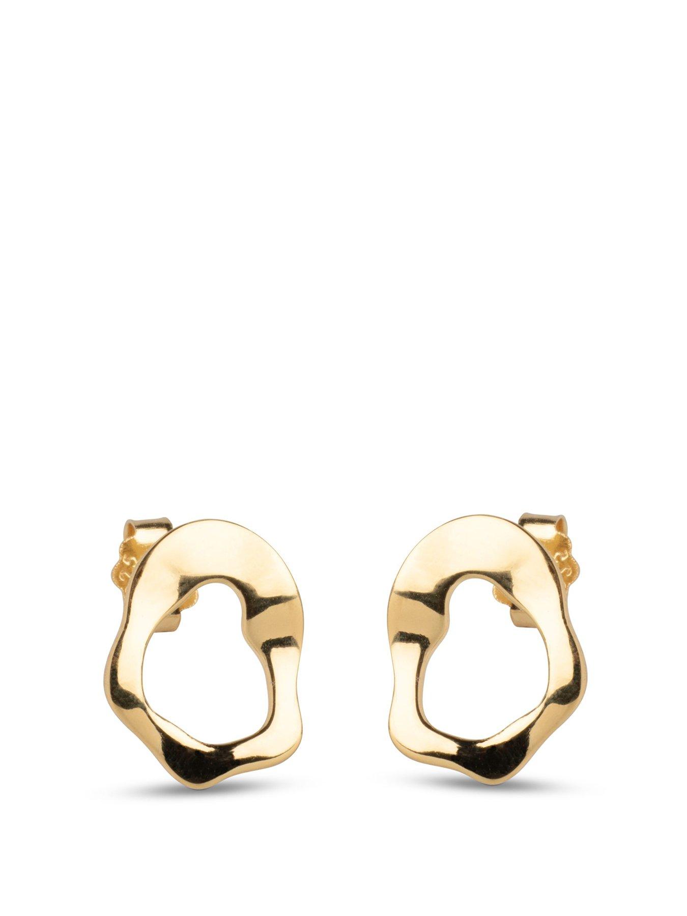 Product photograph of Enamel Copenhagen Gold Daphne Studs 18ct Gold-plated And 925 Sterling Silver from very.co.uk