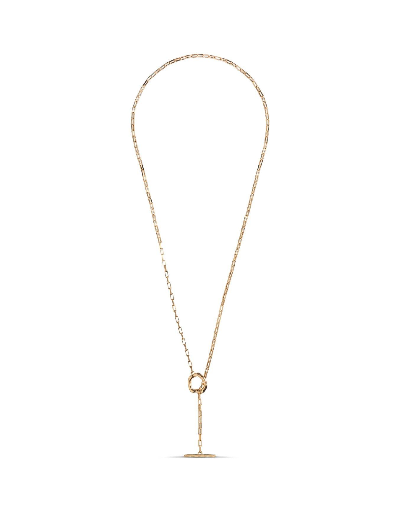 Product photograph of Enamel Copenhagen Noel Gold 50cm Necklace 18ct Gold-plated And 925 Sterling Silver from very.co.uk