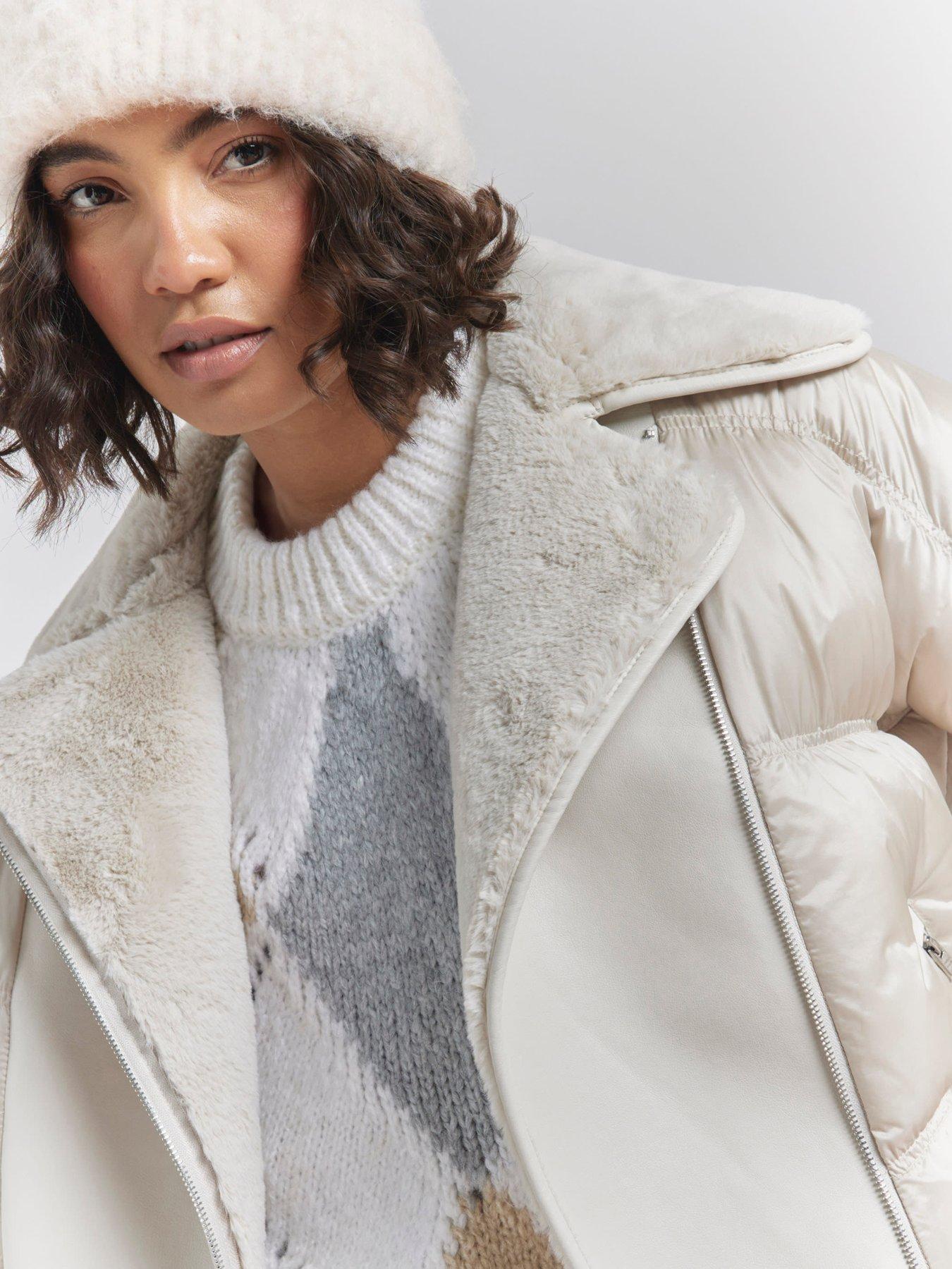 Faux Fur Aviator River Island Cream Aviator Jacket River Island