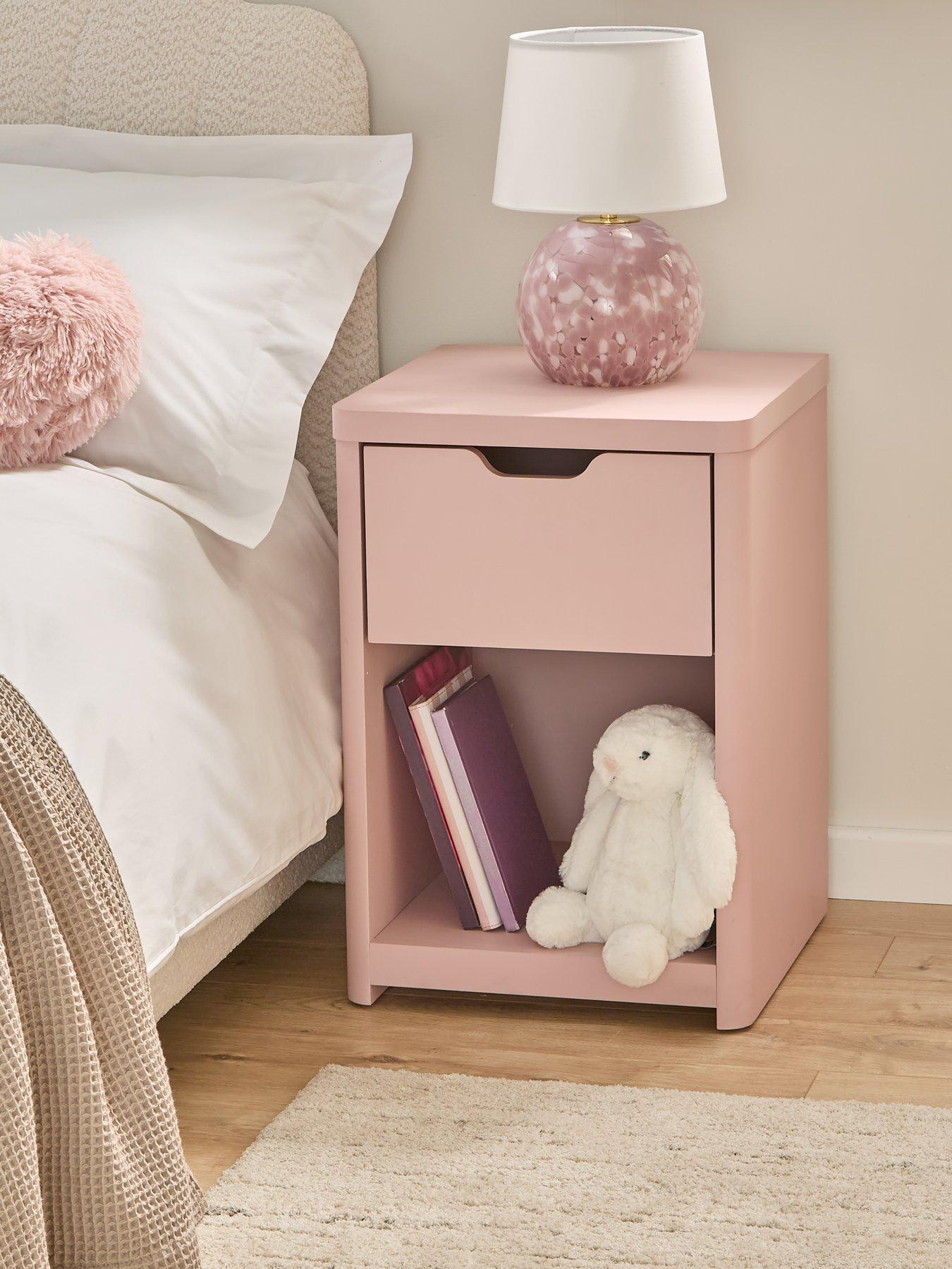 Image 1 of 7 of The Very Collection Aspen 1 Drawer Bedside Chest - Pink