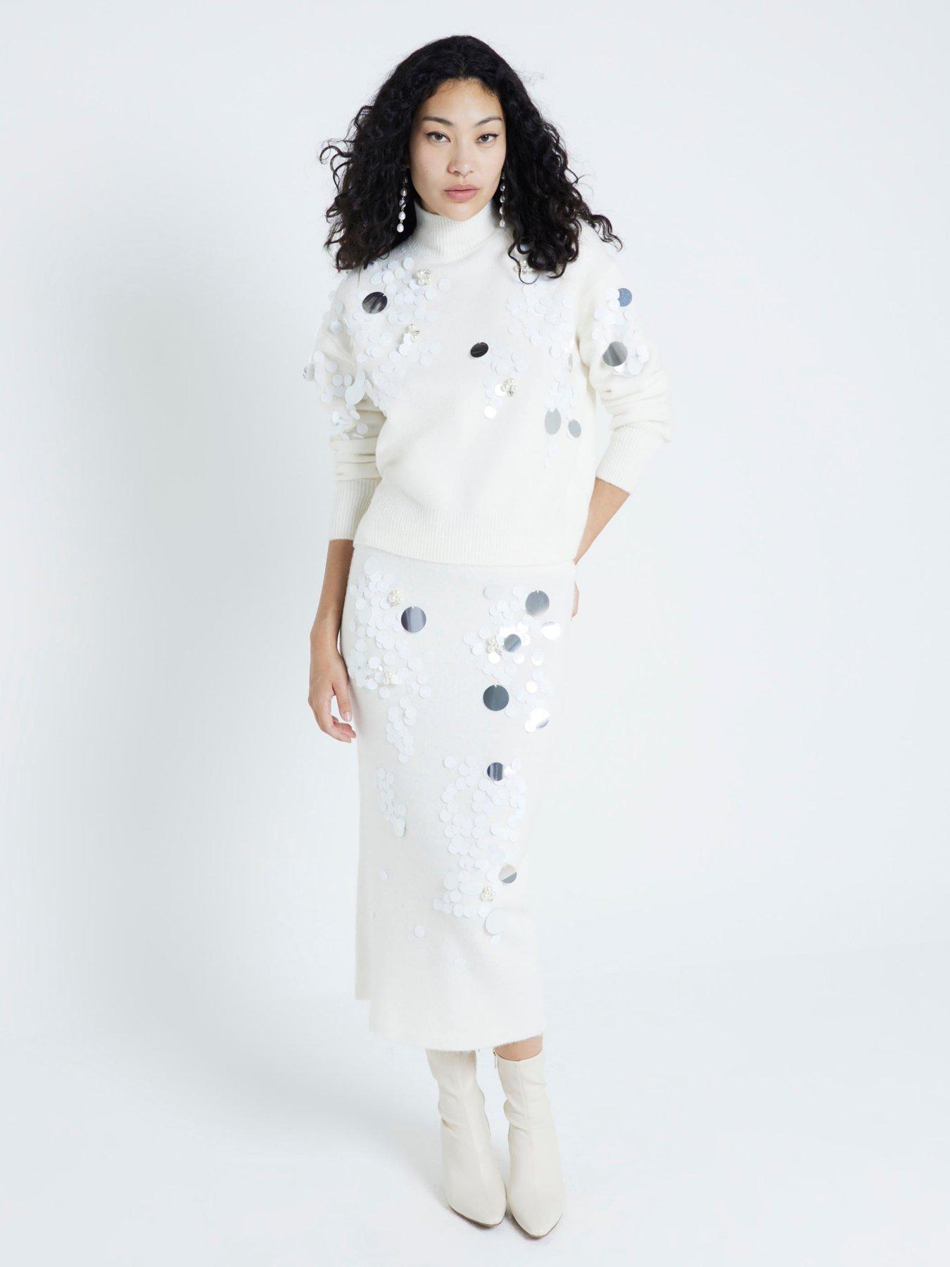 undefined Sequin Roll Jumper - Cream