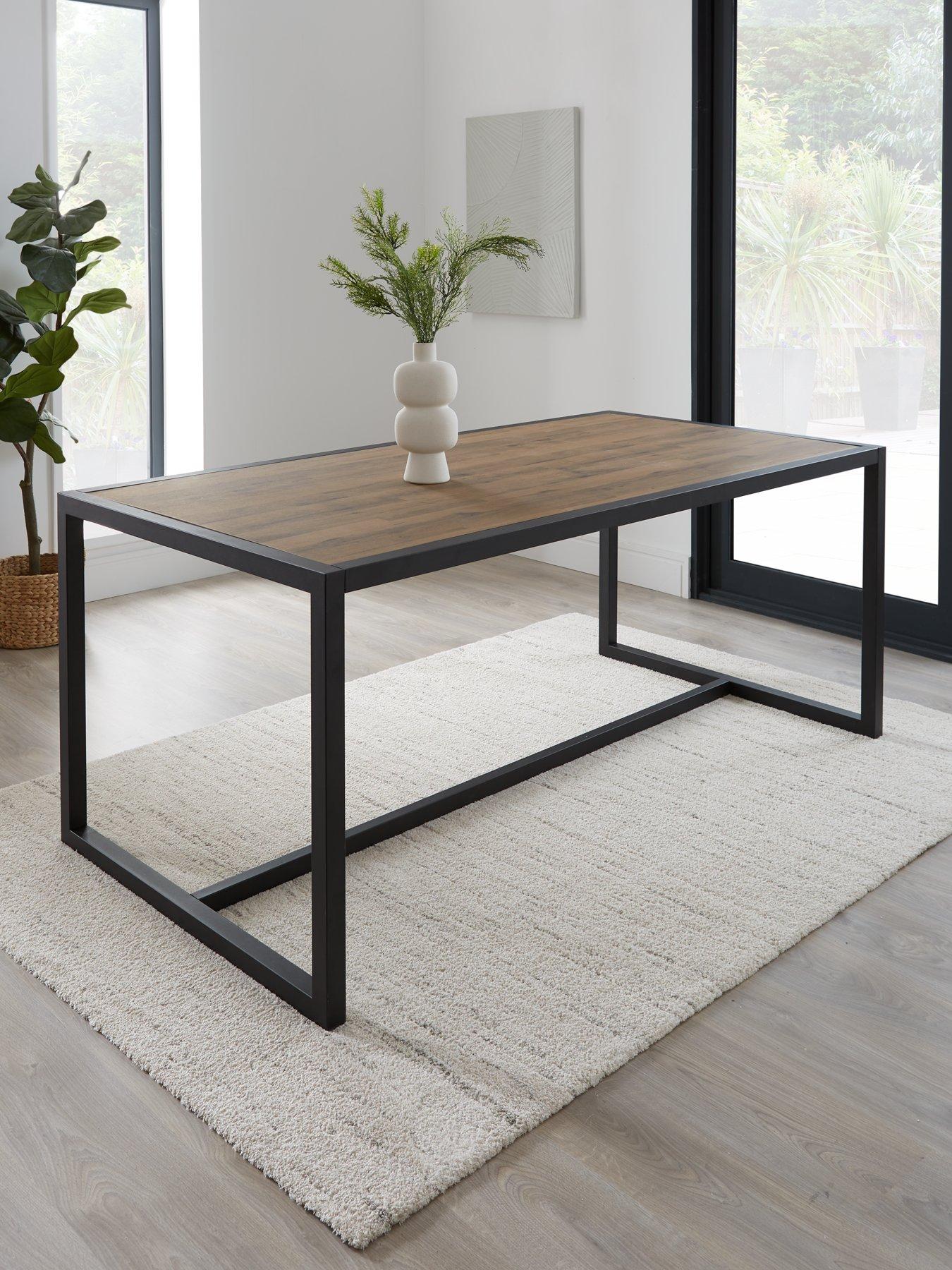 Product photograph of Very Home Harlem Mid Oak And Metal 180 Cm Dining Table - Fsc Reg Certified from very.co.uk