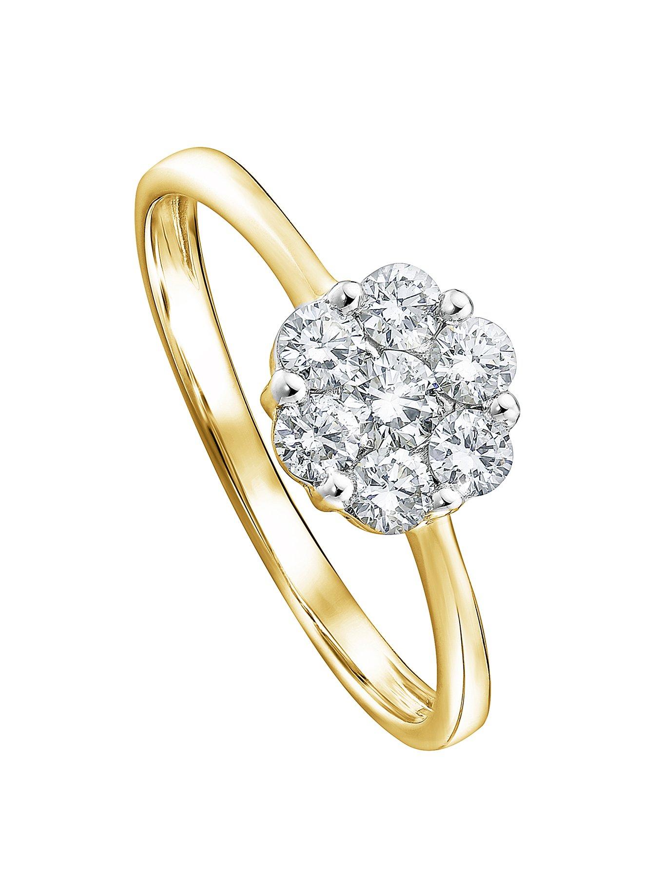 Product photograph of Created Brilliance Reese 9ct Yellow Gold 0 46ct Tw Lab Grown Diamond Ring from very.co.uk