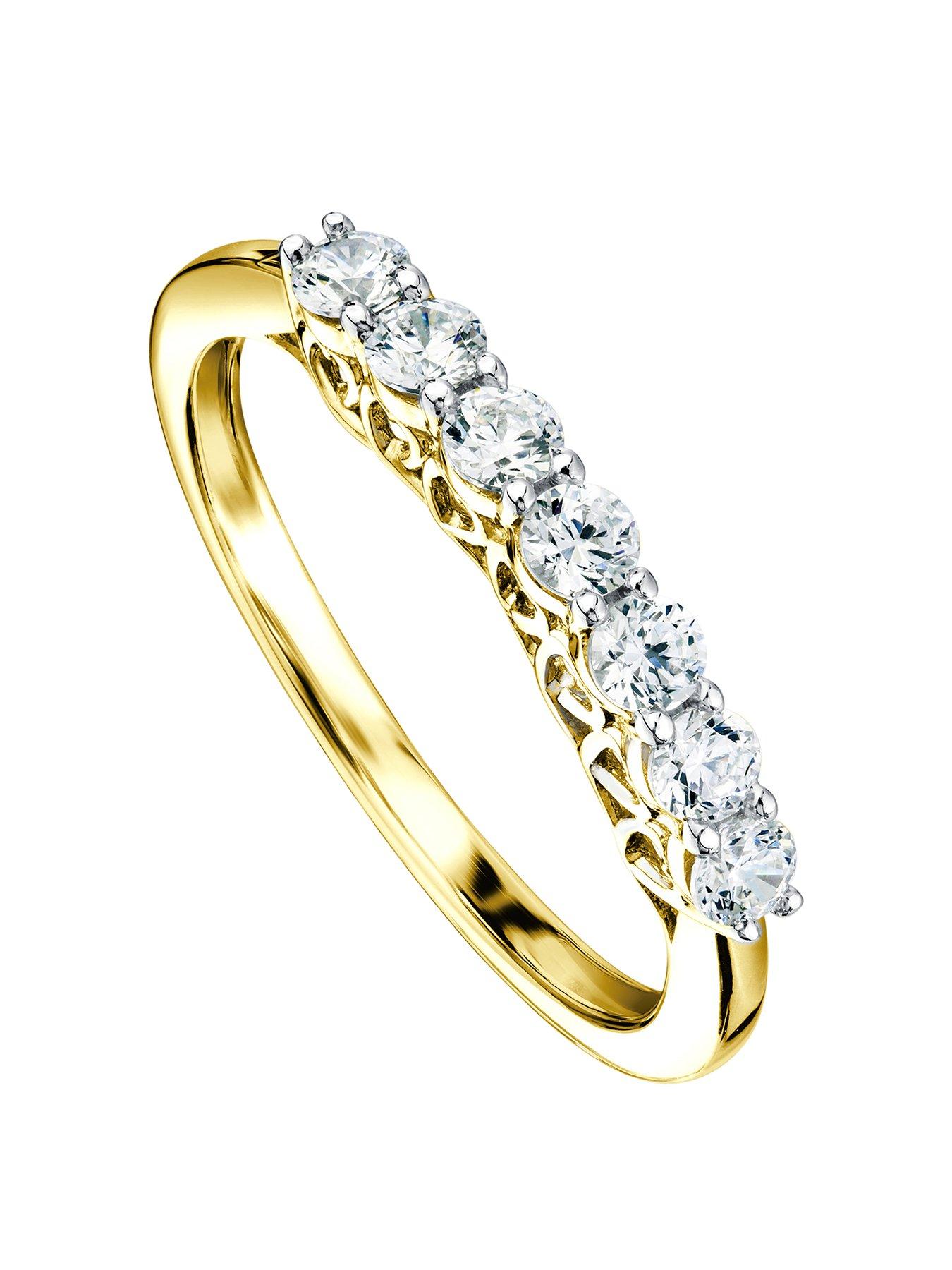 Product photograph of Created Brilliance Nora 9ct Yellow Gold 0 48ct Tw Lab Grown Diamond Ring from very.co.uk