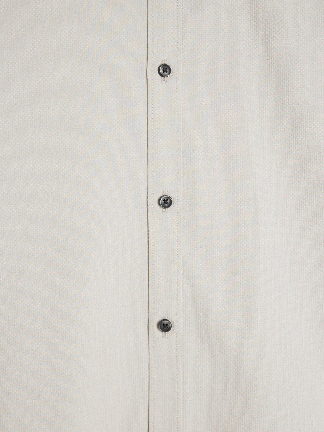 Image 6 of 6 of River Island Textured Long Sleeve Muscle Fit Shirt - Grey
