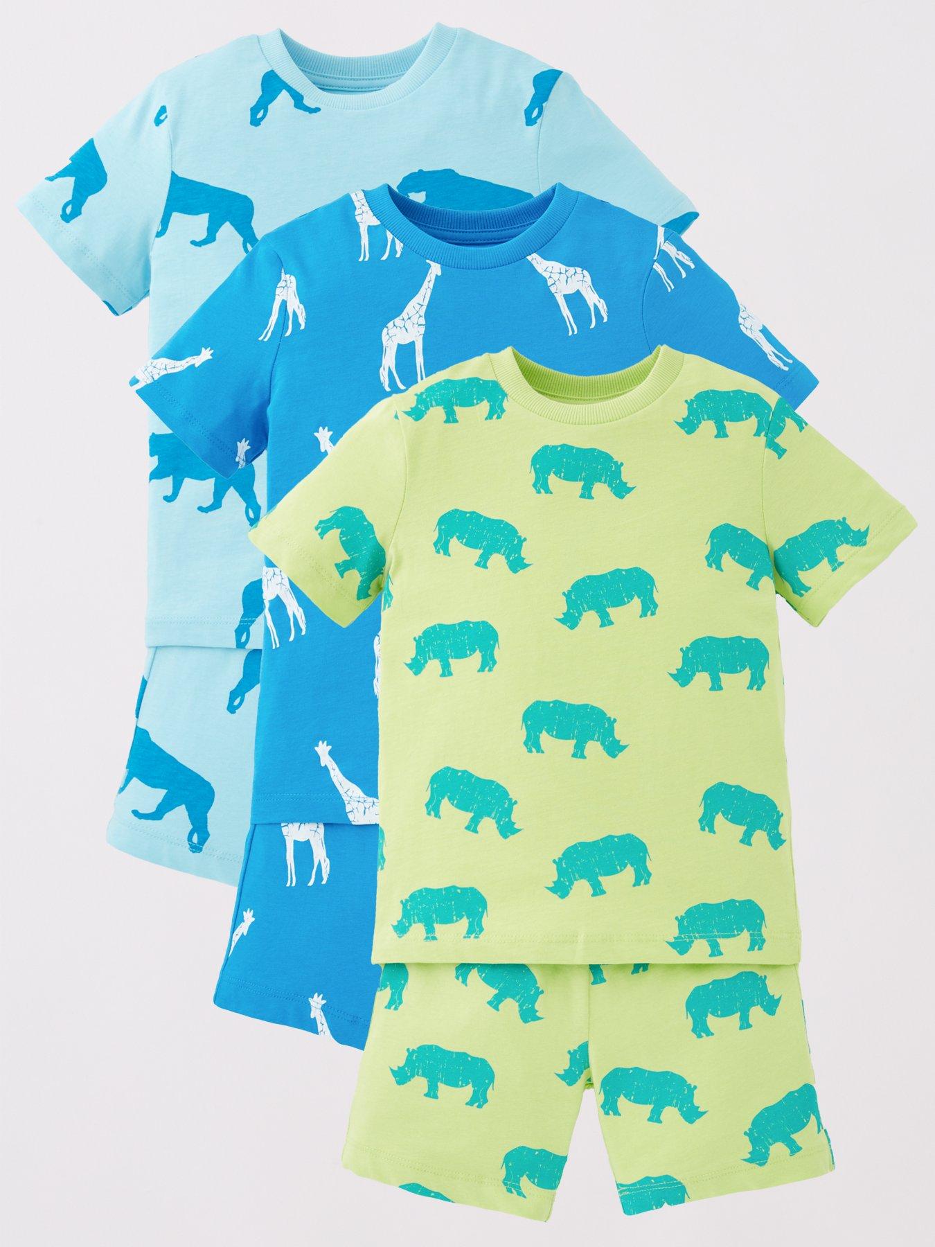 undefined Boys 3 Pack Safari Shorts Pyjama Sets - Multi