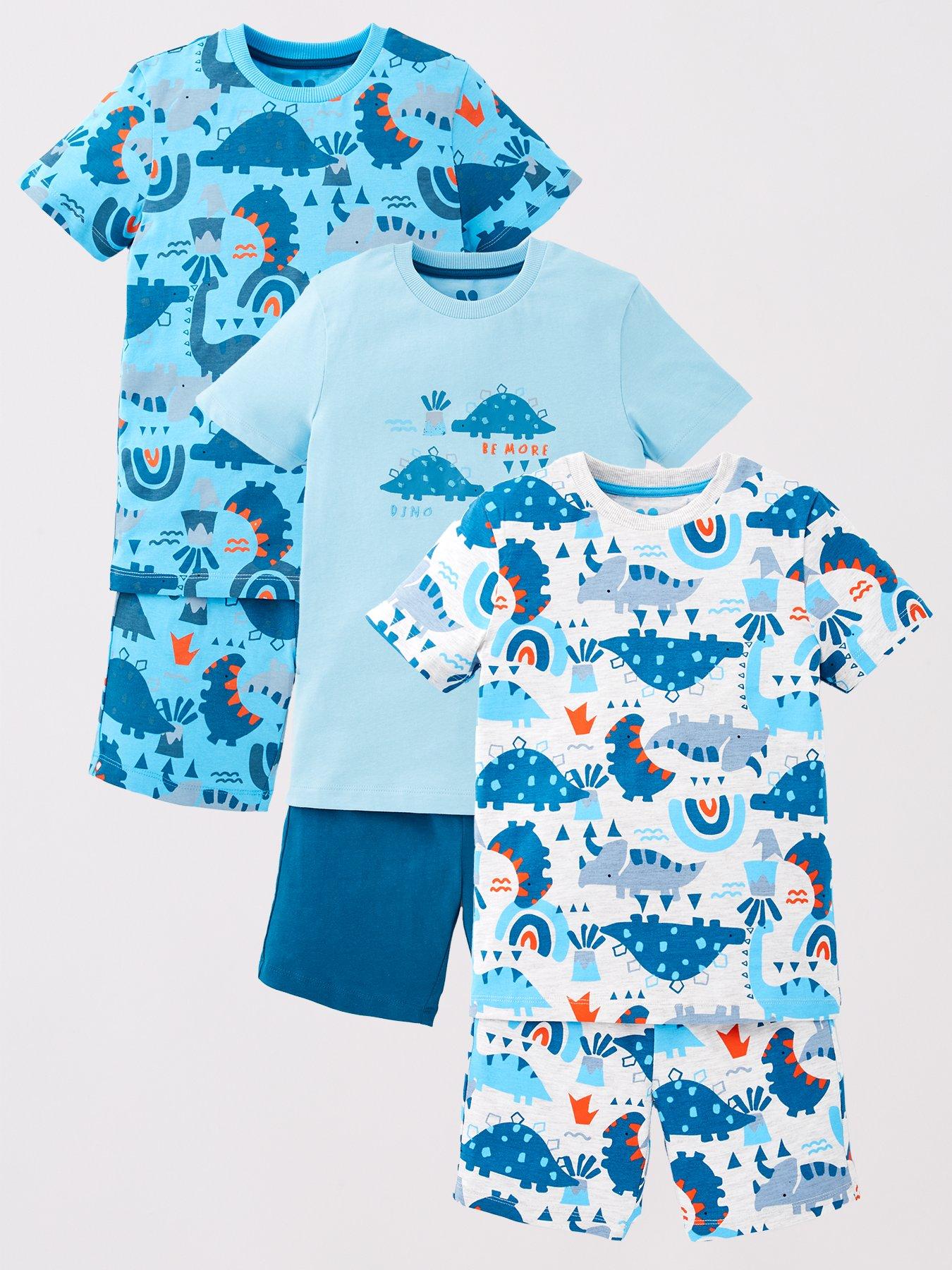 undefined Boys 3 Pack Dinosaur Shorts Pyjama Sets - Multi