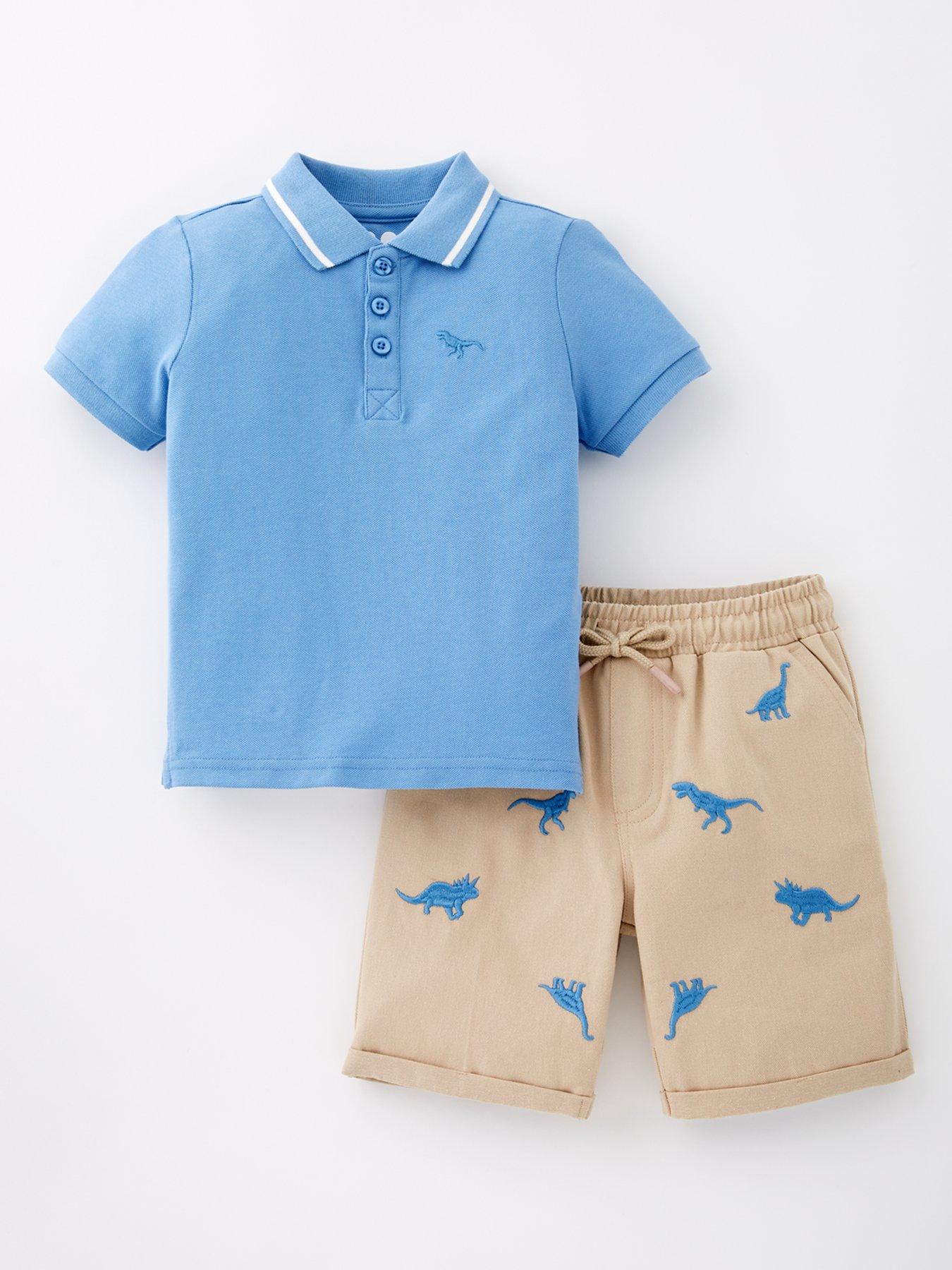 undefined Boys Polo And Embroidered Short Set - Multi