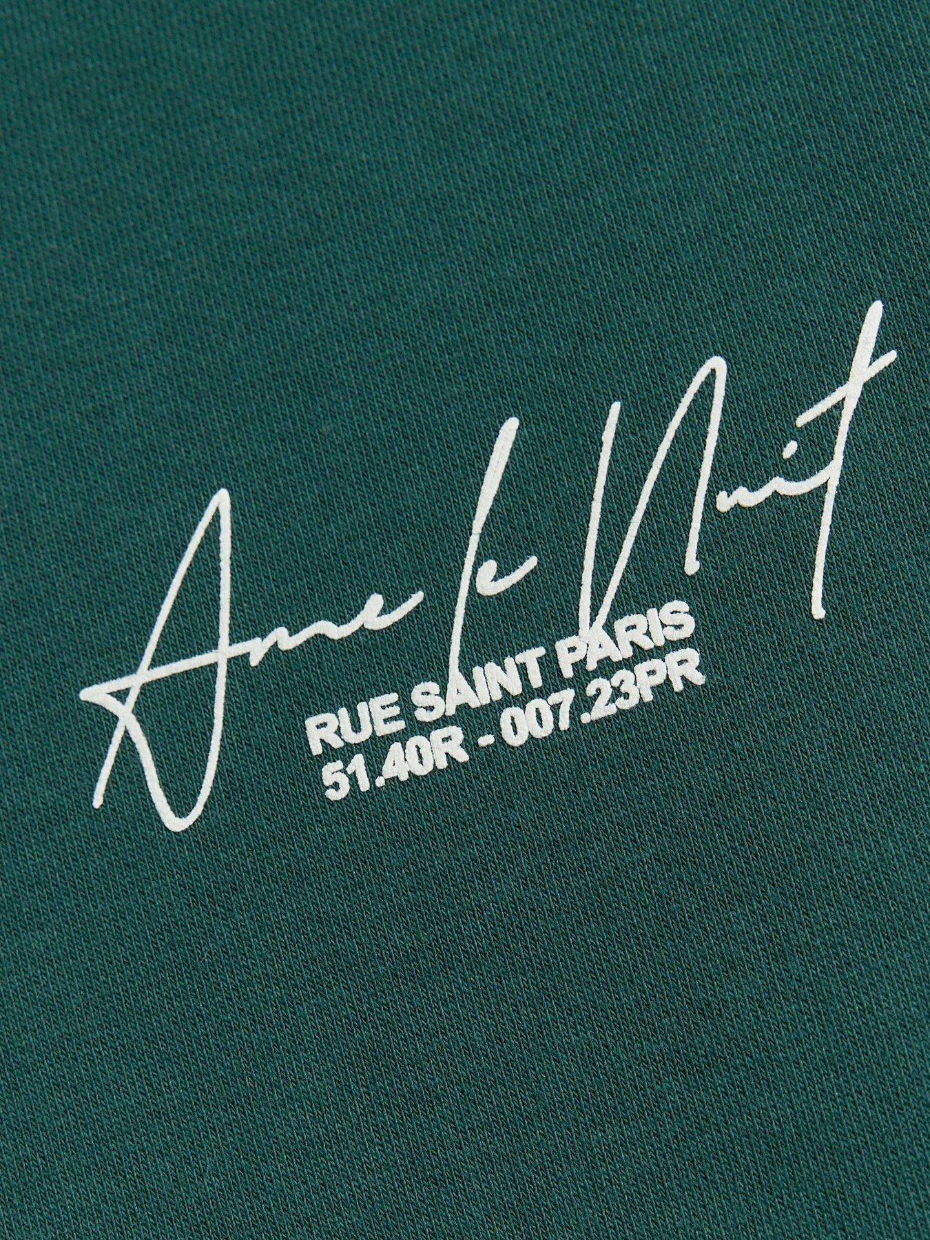 Image 6 of 6 of River Island Regular Fit Ame Le Nuit Text Funnel 1/4 Zip Sweat - Green